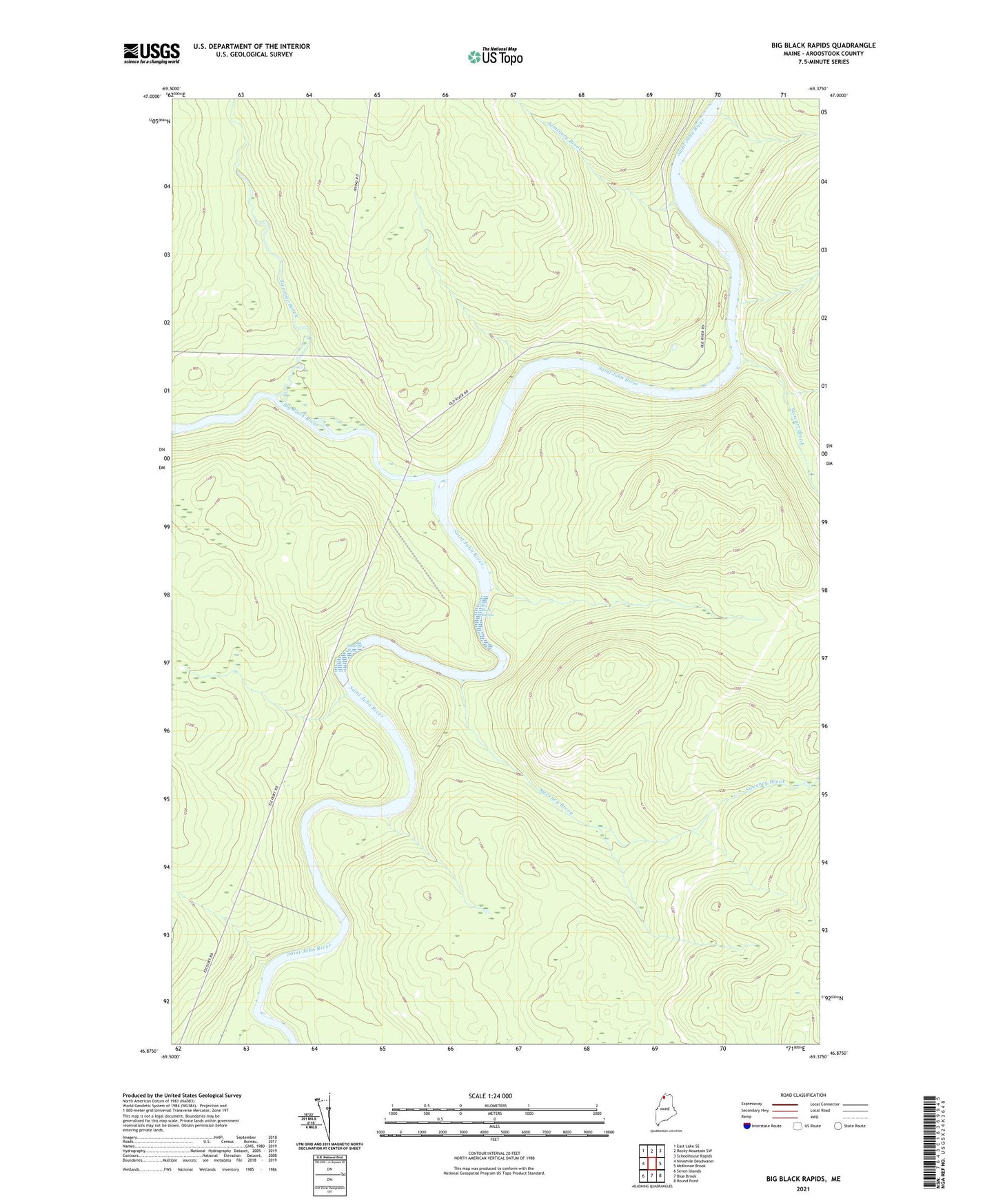 Big Black Rapids Maine US Topo Map Image