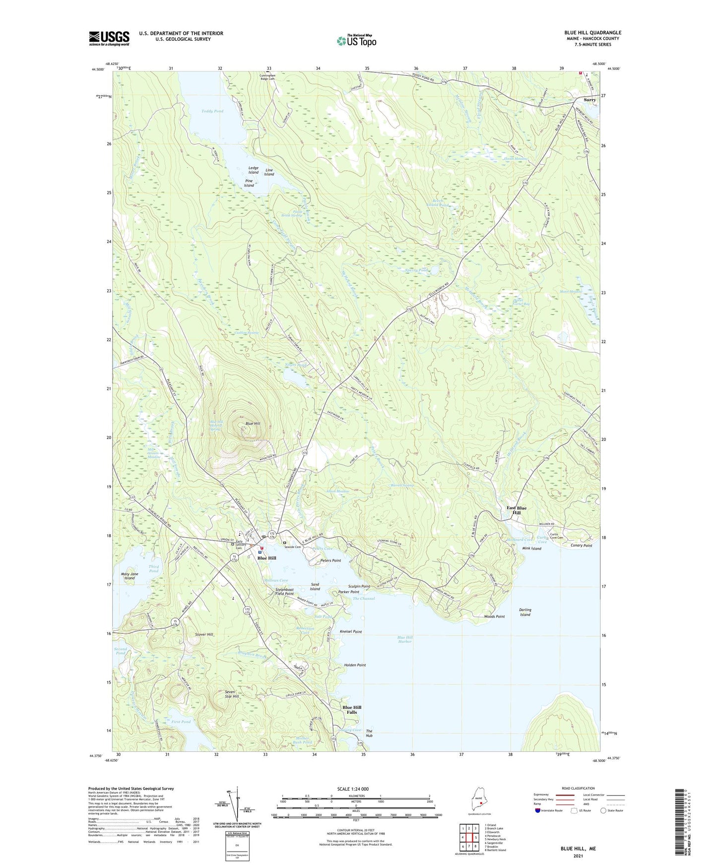 Blue Hill Maine US Topo Map Image