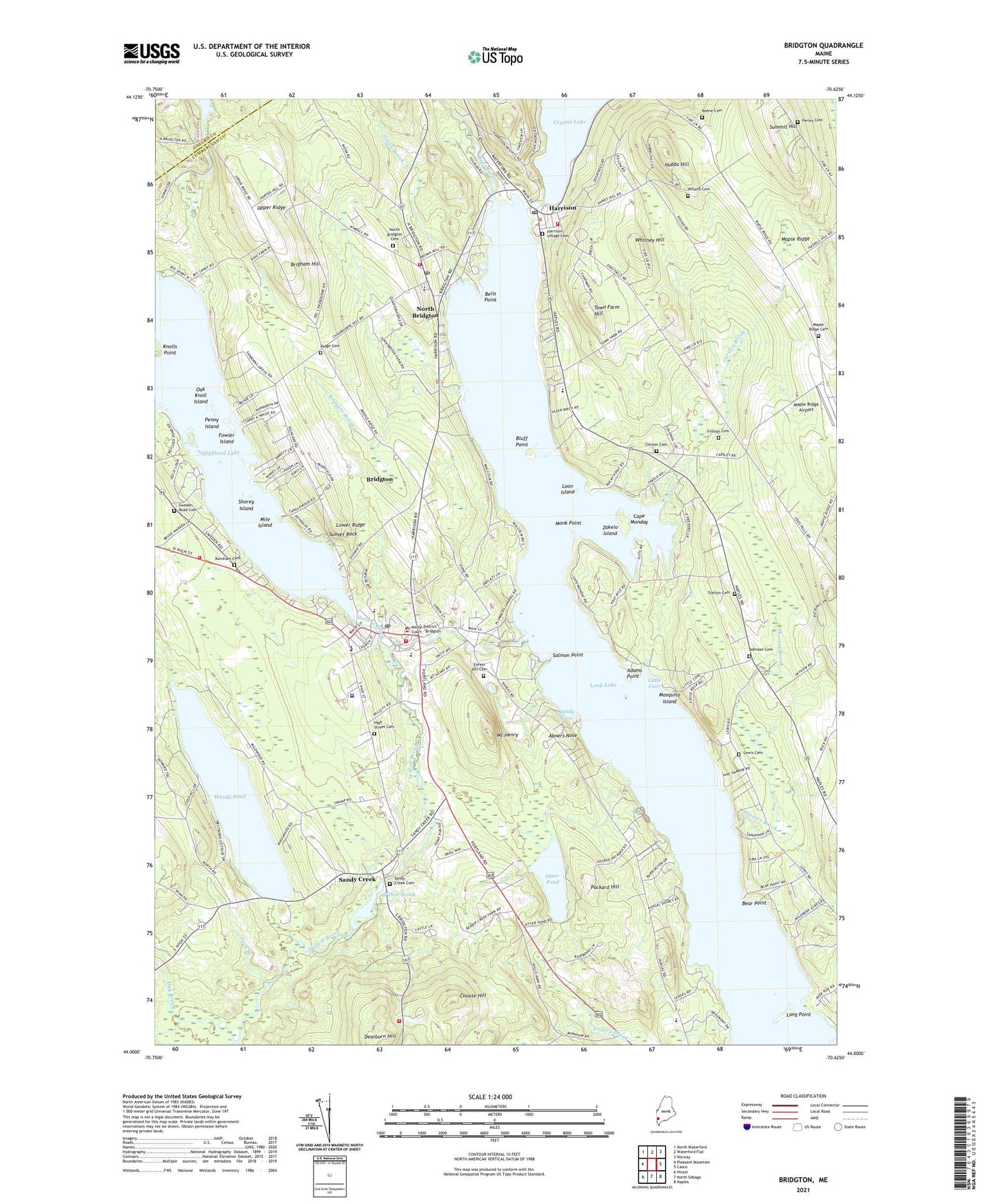 Bridgton Maine US Topo Map Image