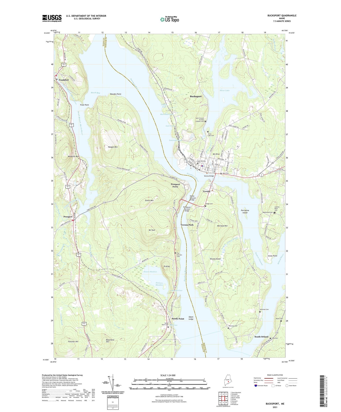 Bucksport Maine US Topo Map Image