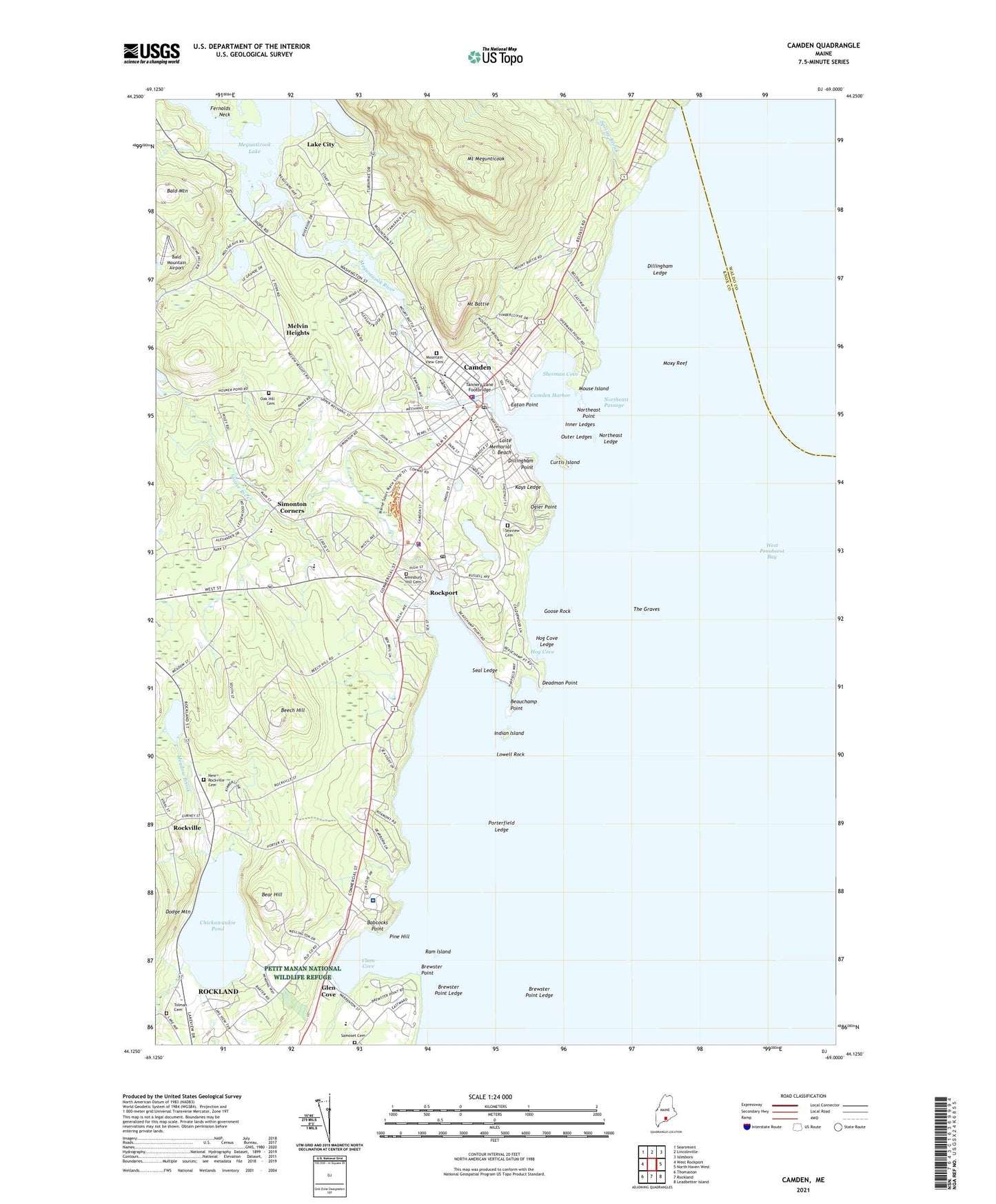 Camden Maine US Topo Map Image