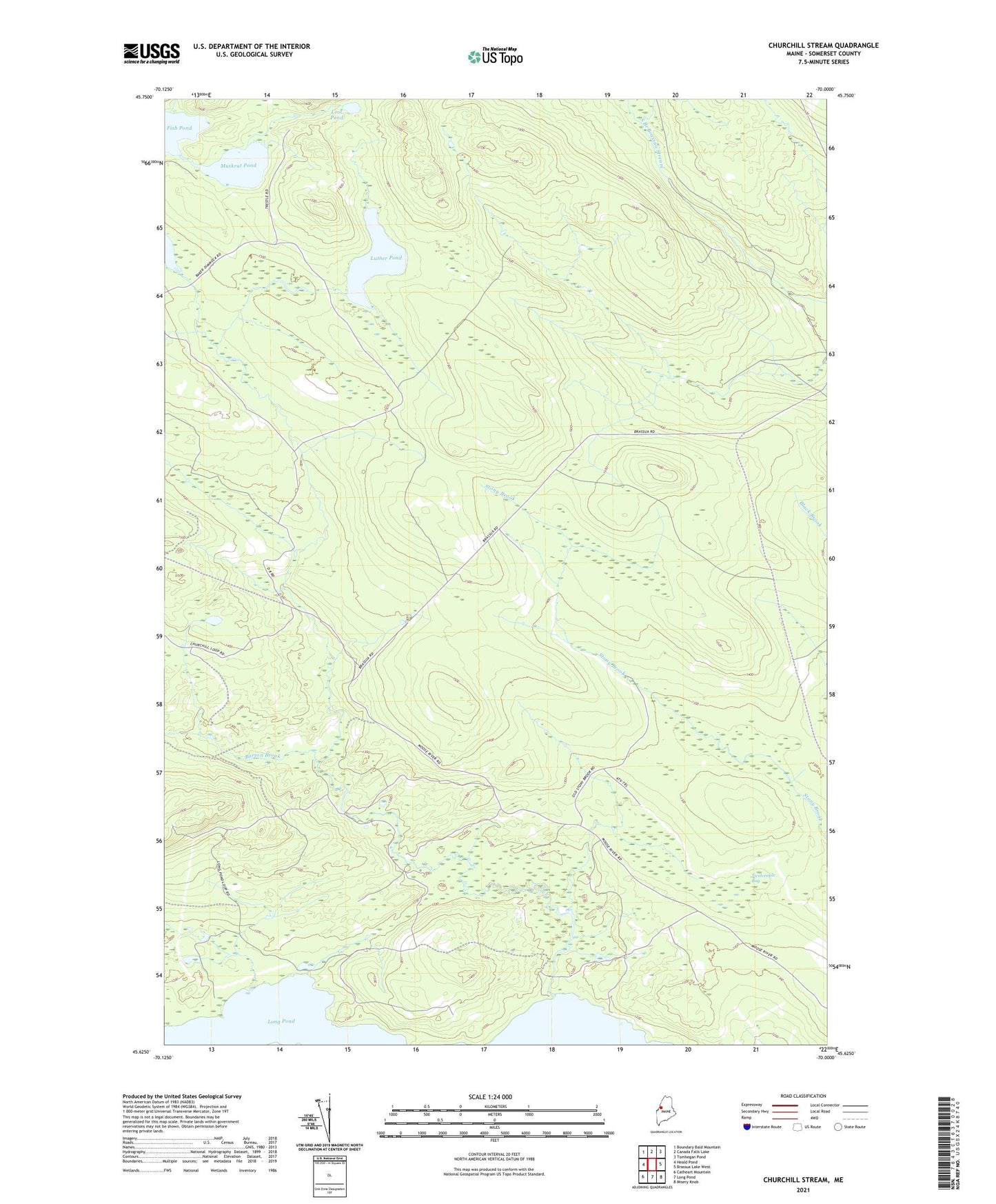 Churchill Stream Maine US Topo Map Image