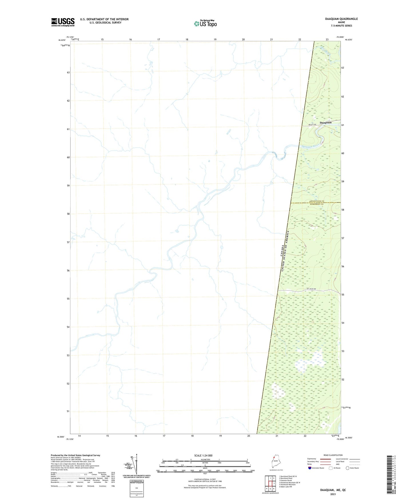 Daaquam Maine US Topo Map Image
