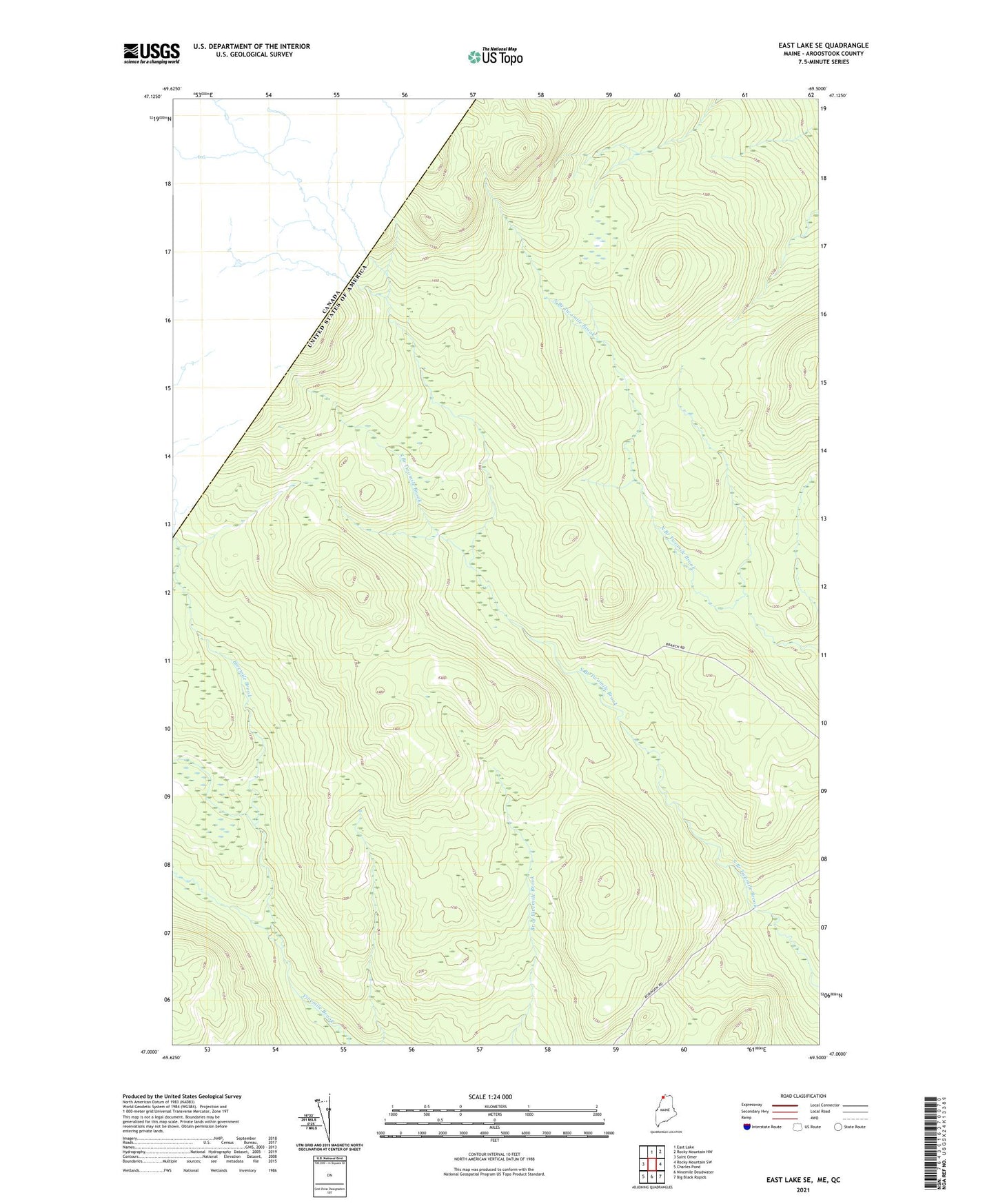 East Lake SE Maine US Topo Map Image