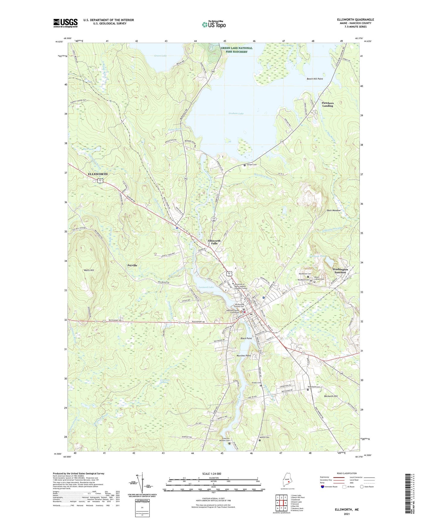 Ellsworth Maine US Topo Map Image
