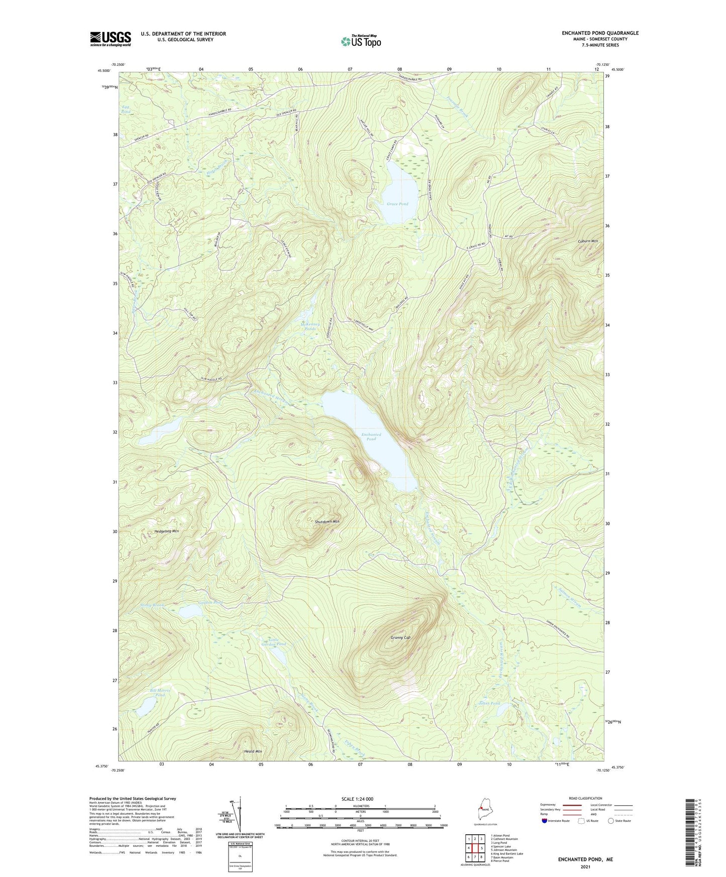 Enchanted Pond Maine US Topo Map Image