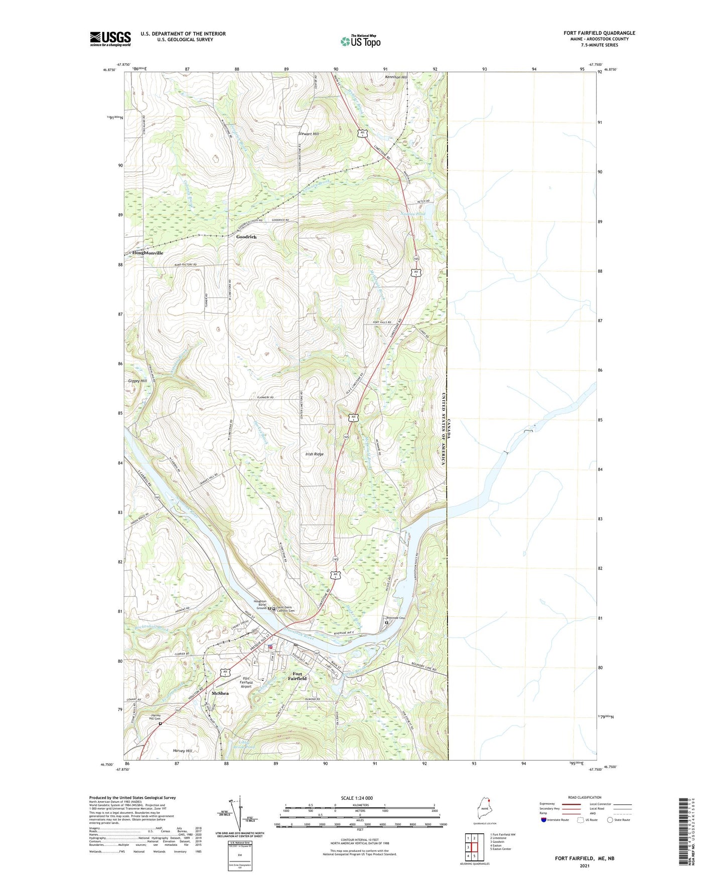 Fort Fairfield Maine US Topo Map Image