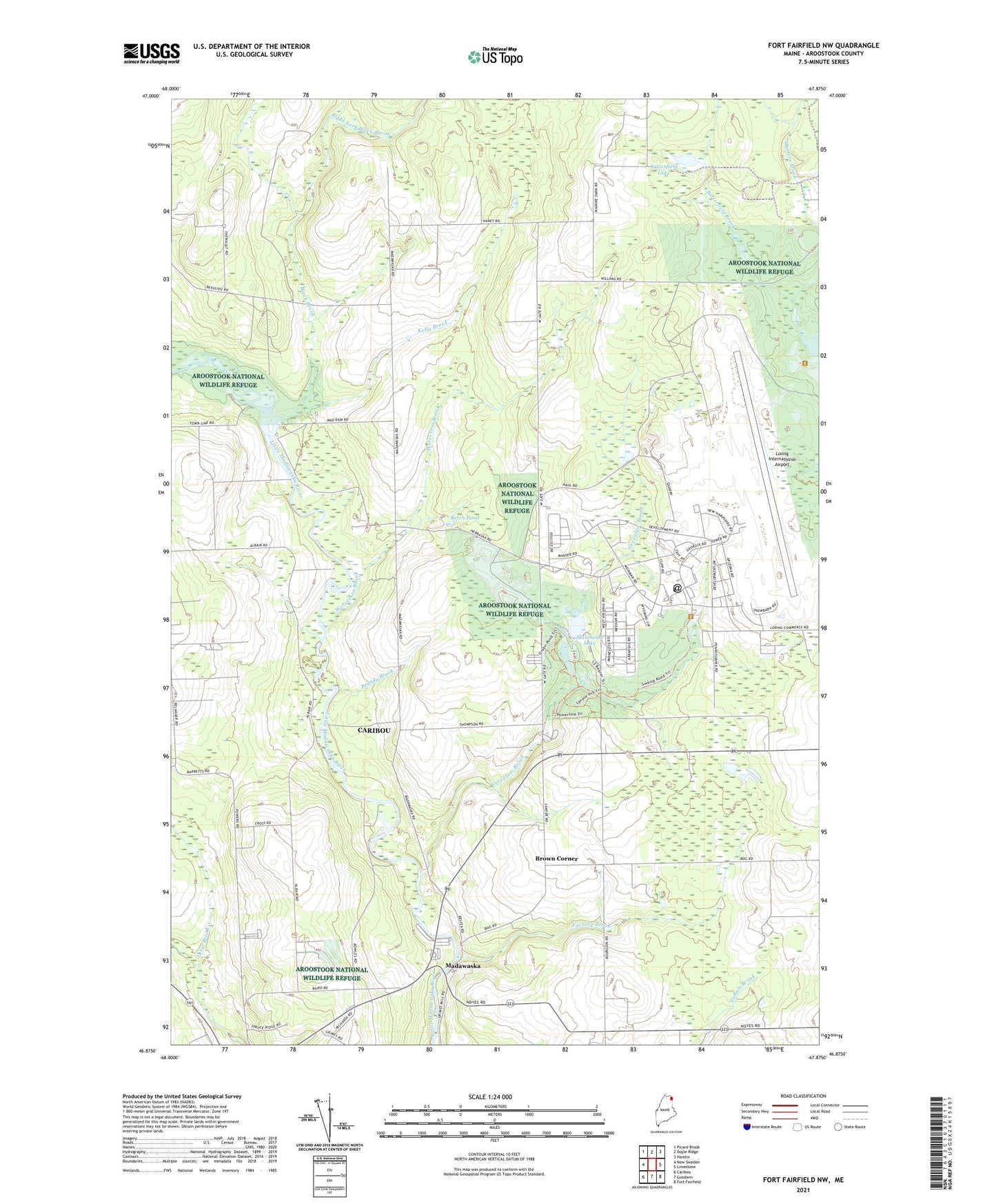 Fort Fairfield NW Maine US Topo Map Image