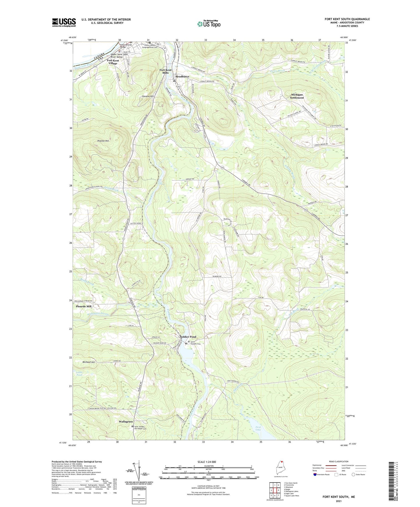 Fort Kent South Maine US Topo Map Image