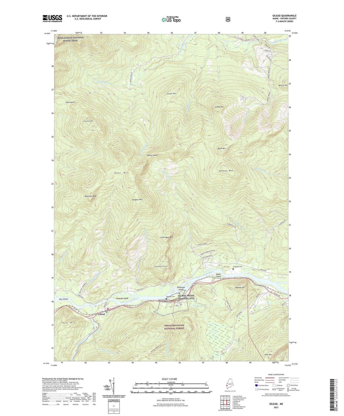 Gilead Maine US Topo Map Image