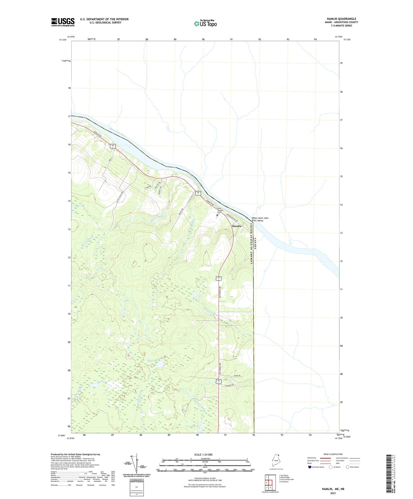 Hamlin Maine US Topo Map Image