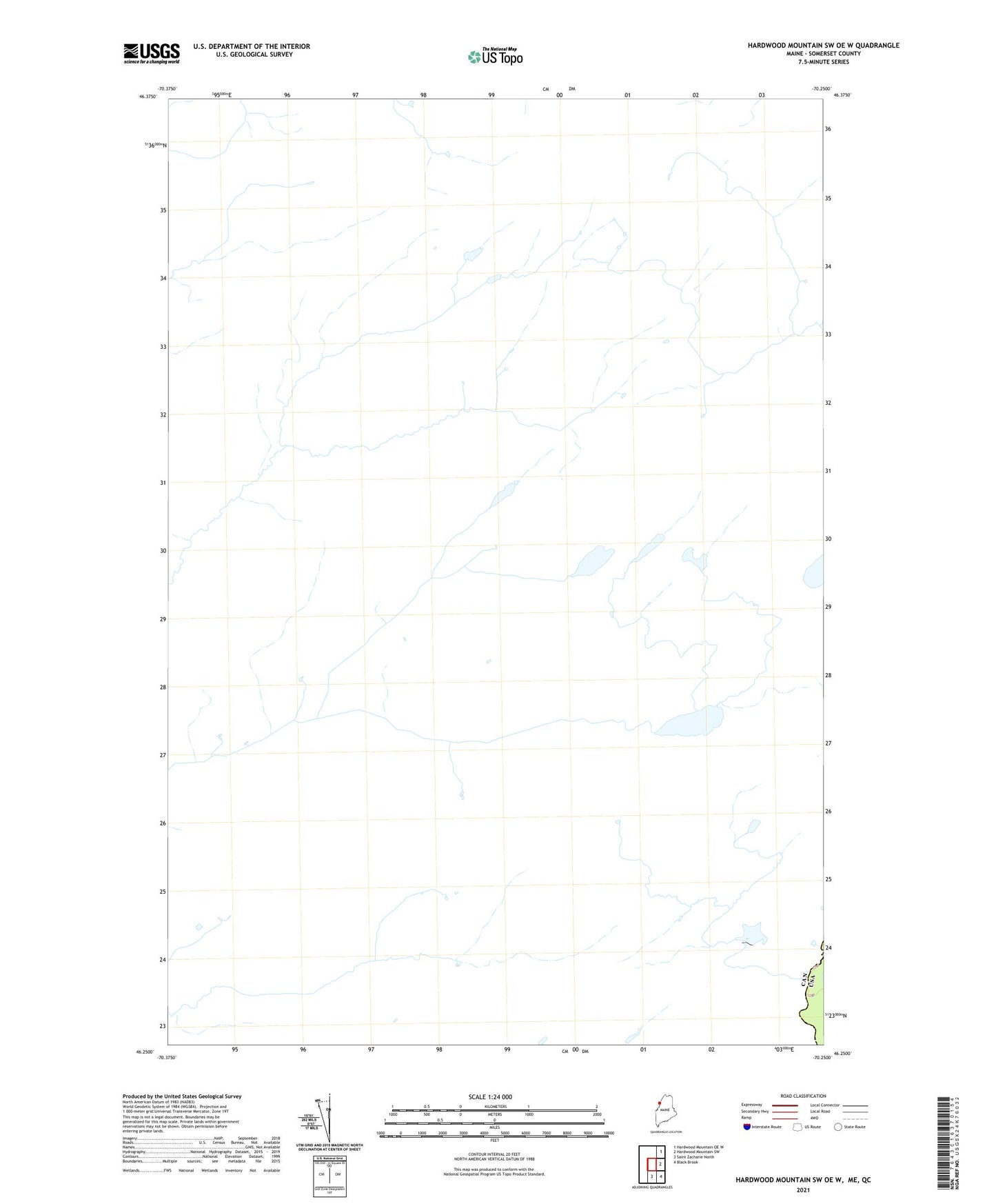 Hardwood Mountain SW OE W Maine US Topo Map Image