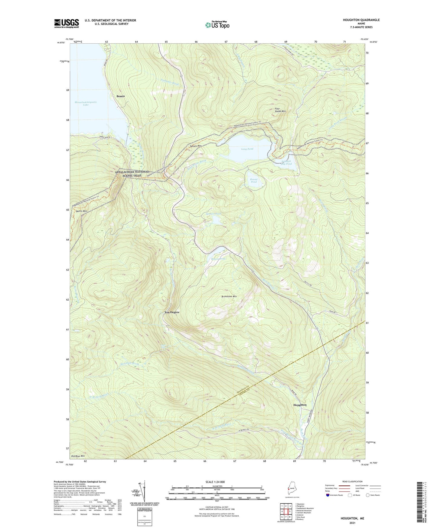 Houghton Maine US Topo Map Image
