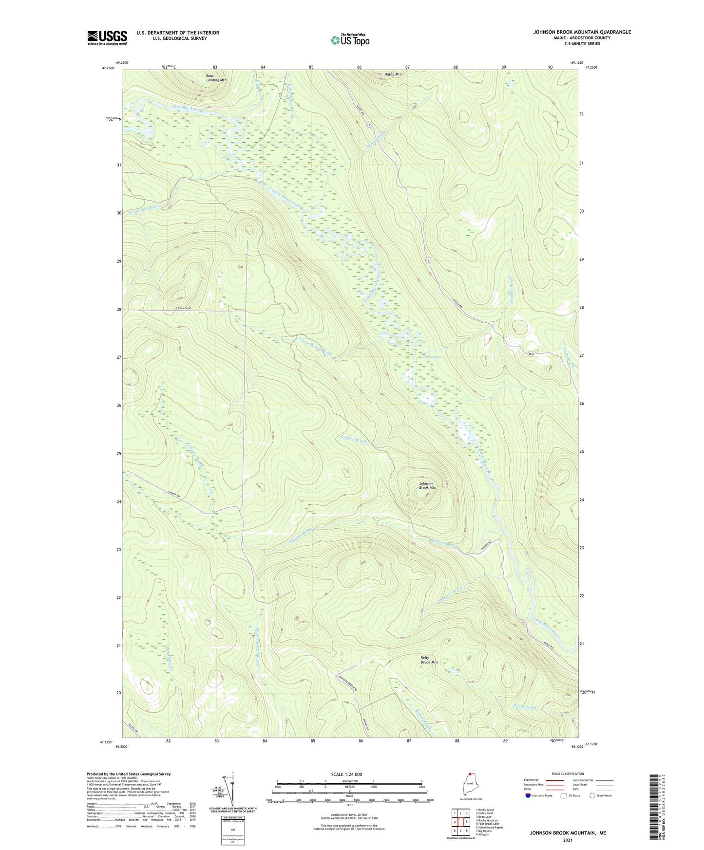 Johnson Brook Mountain Maine US Topo Map Image