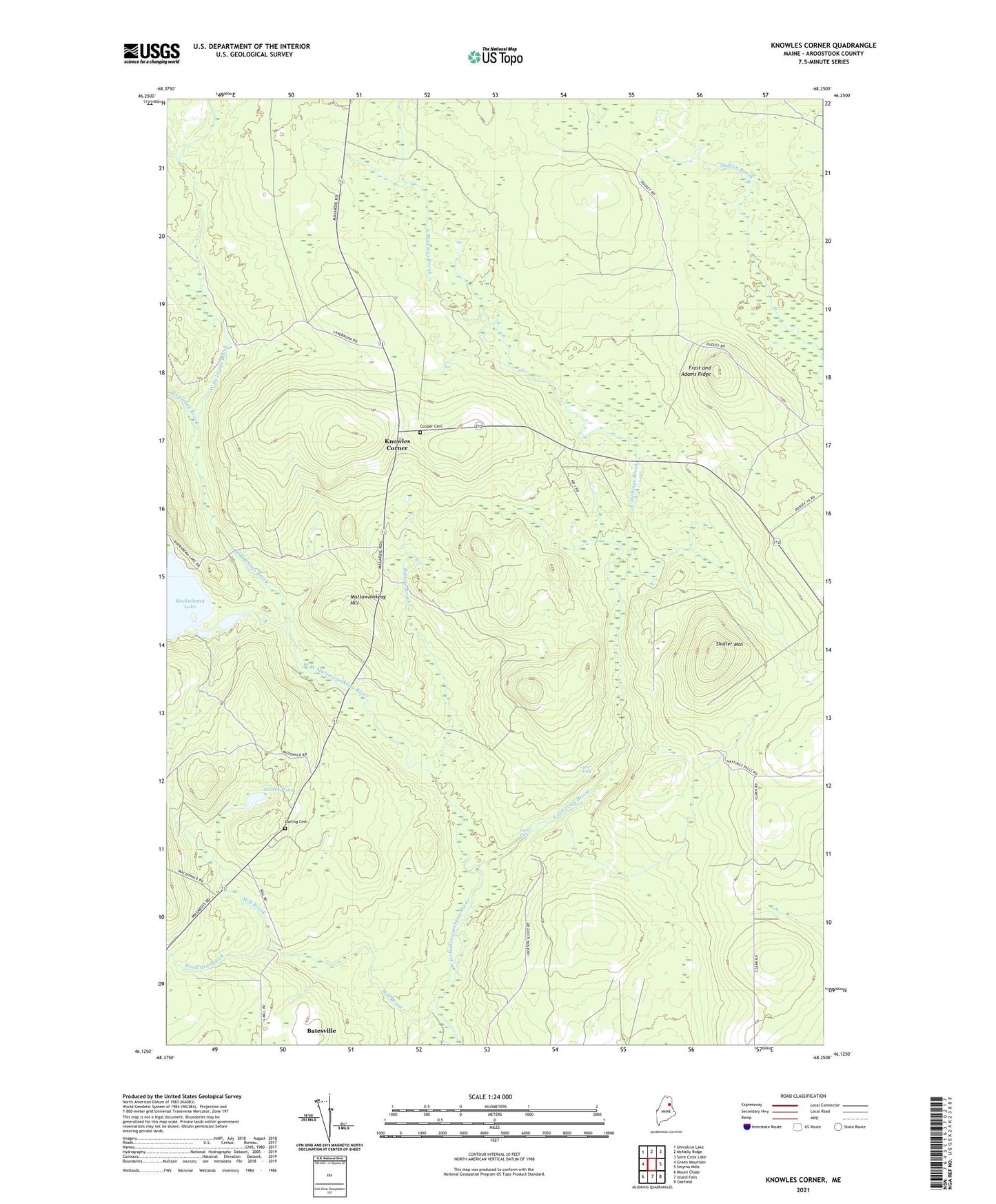 Knowles Corner Maine US Topo Map Image