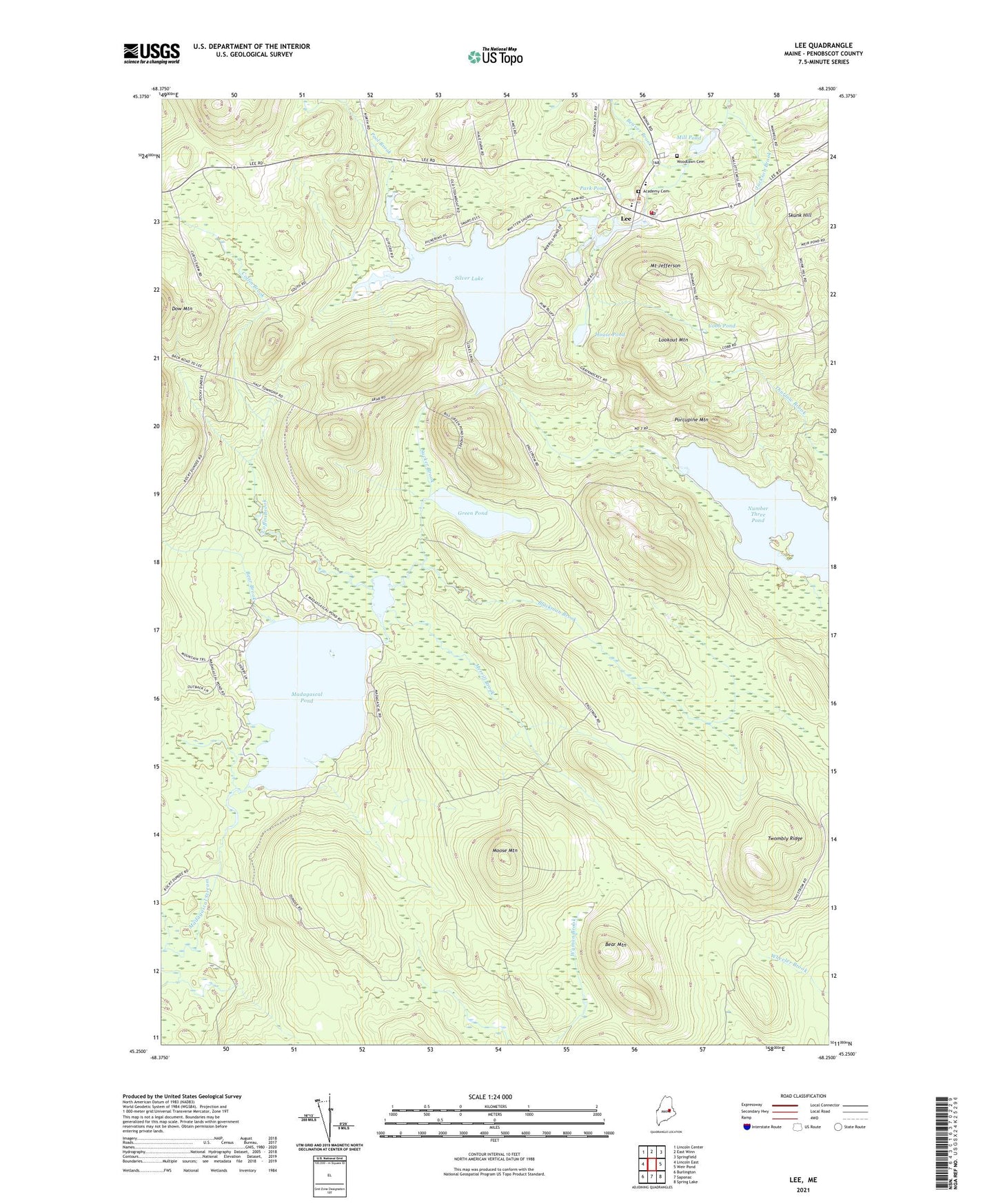 Lee Maine US Topo Map Image