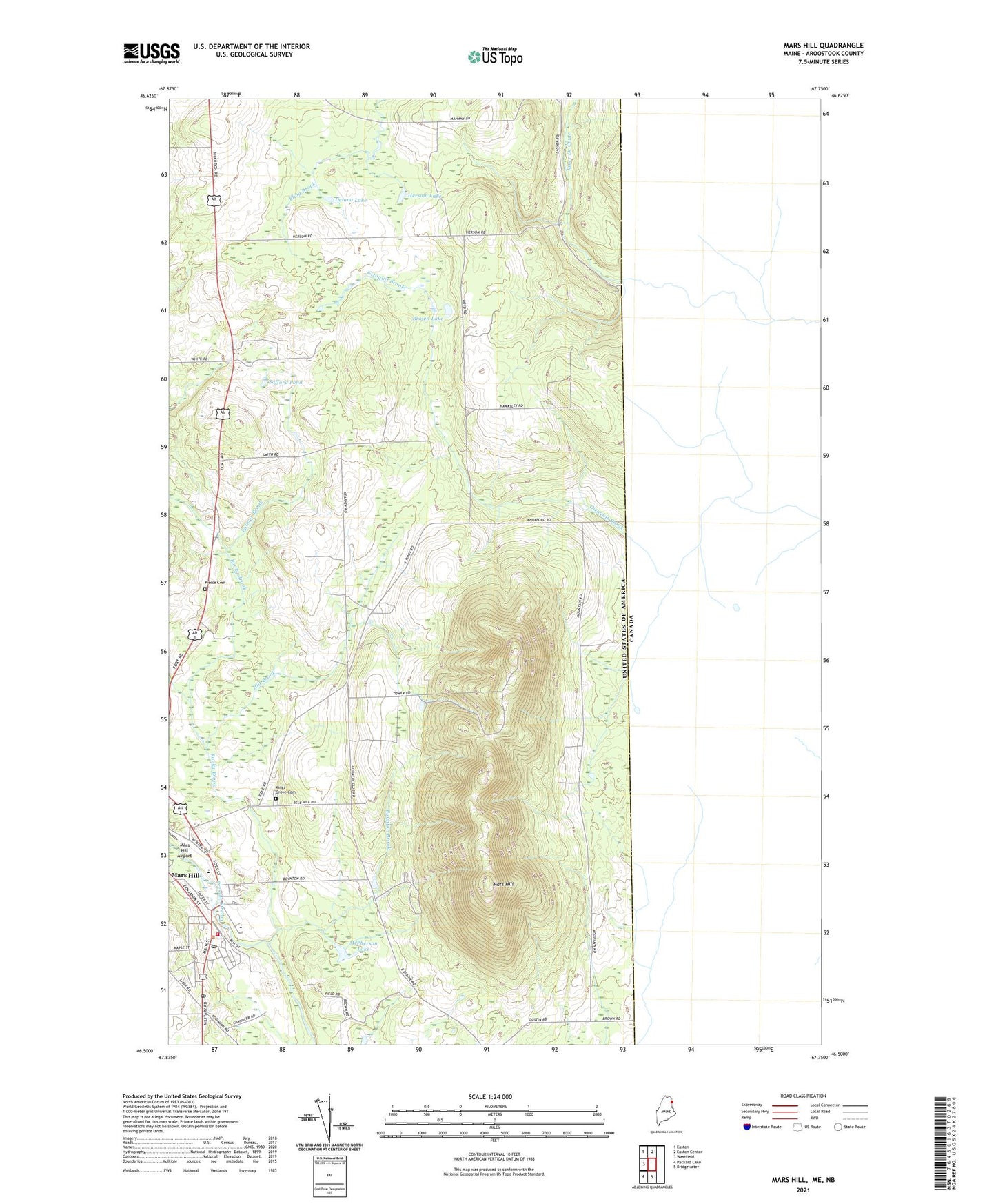 Mars Hill Maine US Topo Map Image
