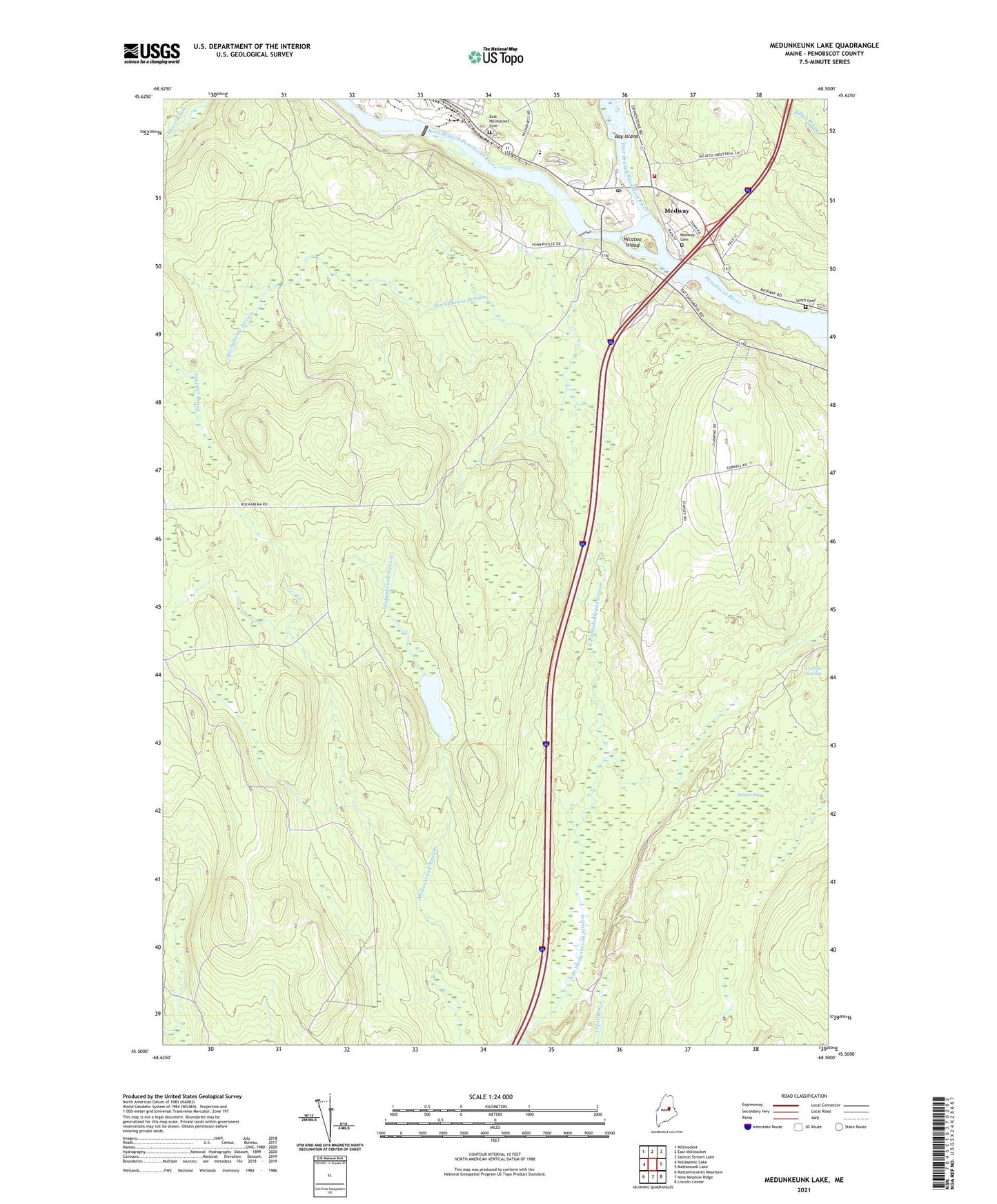 Medunkeunk Lake Maine US Topo Map Image