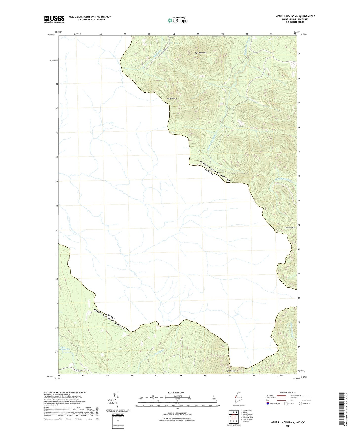 Merrill Mountain Maine US Topo Map Image