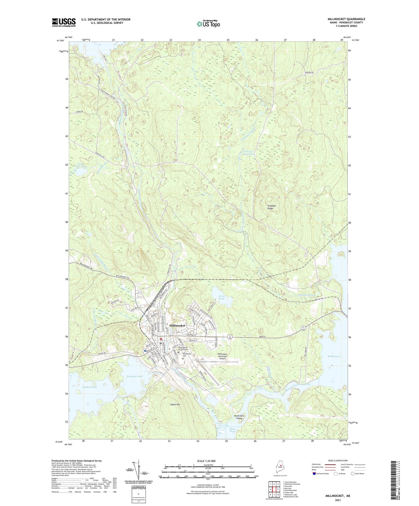 Millinocket Maine US Topo Map Image