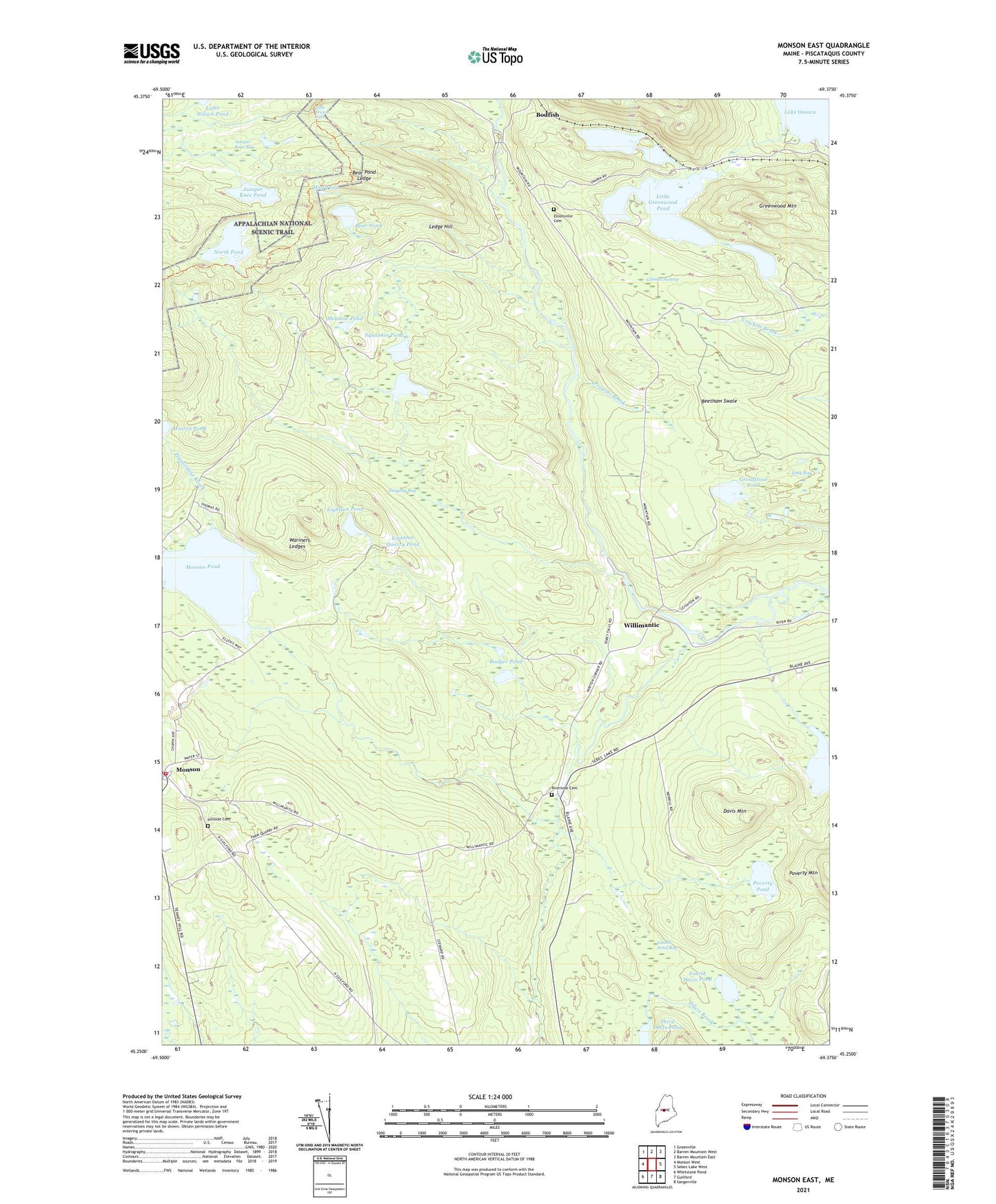 Monson East Maine US Topo Map Image