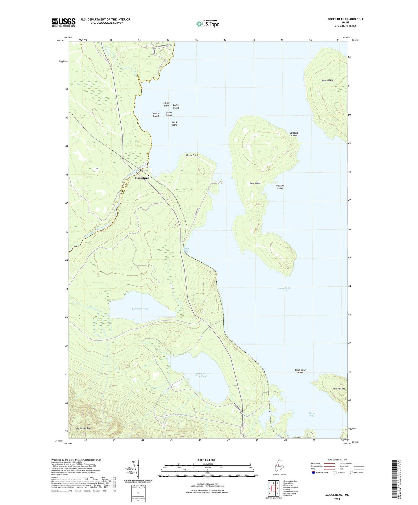 Moosehead Maine US Topo Map Image