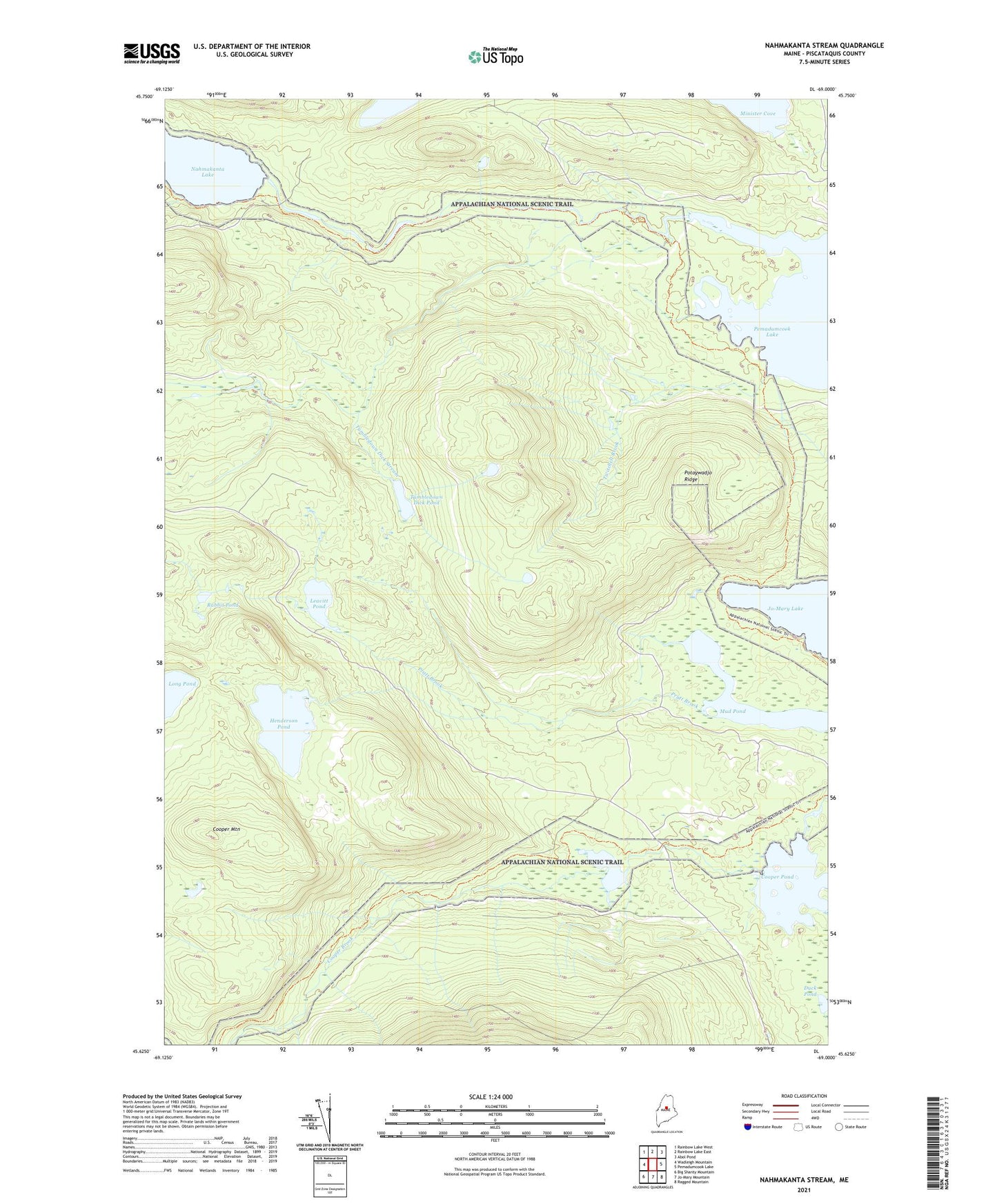 Nahmakanta Stream Maine US Topo Map Image