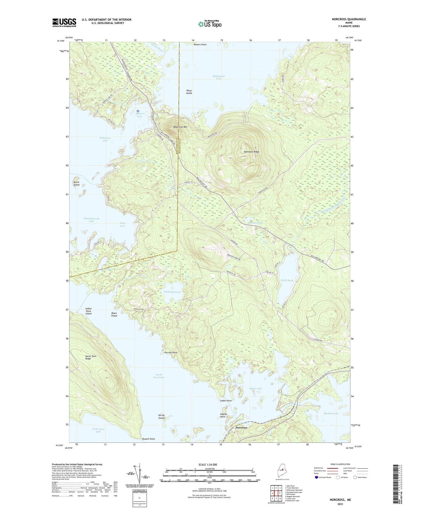 Norcross Maine US Topo Map Image