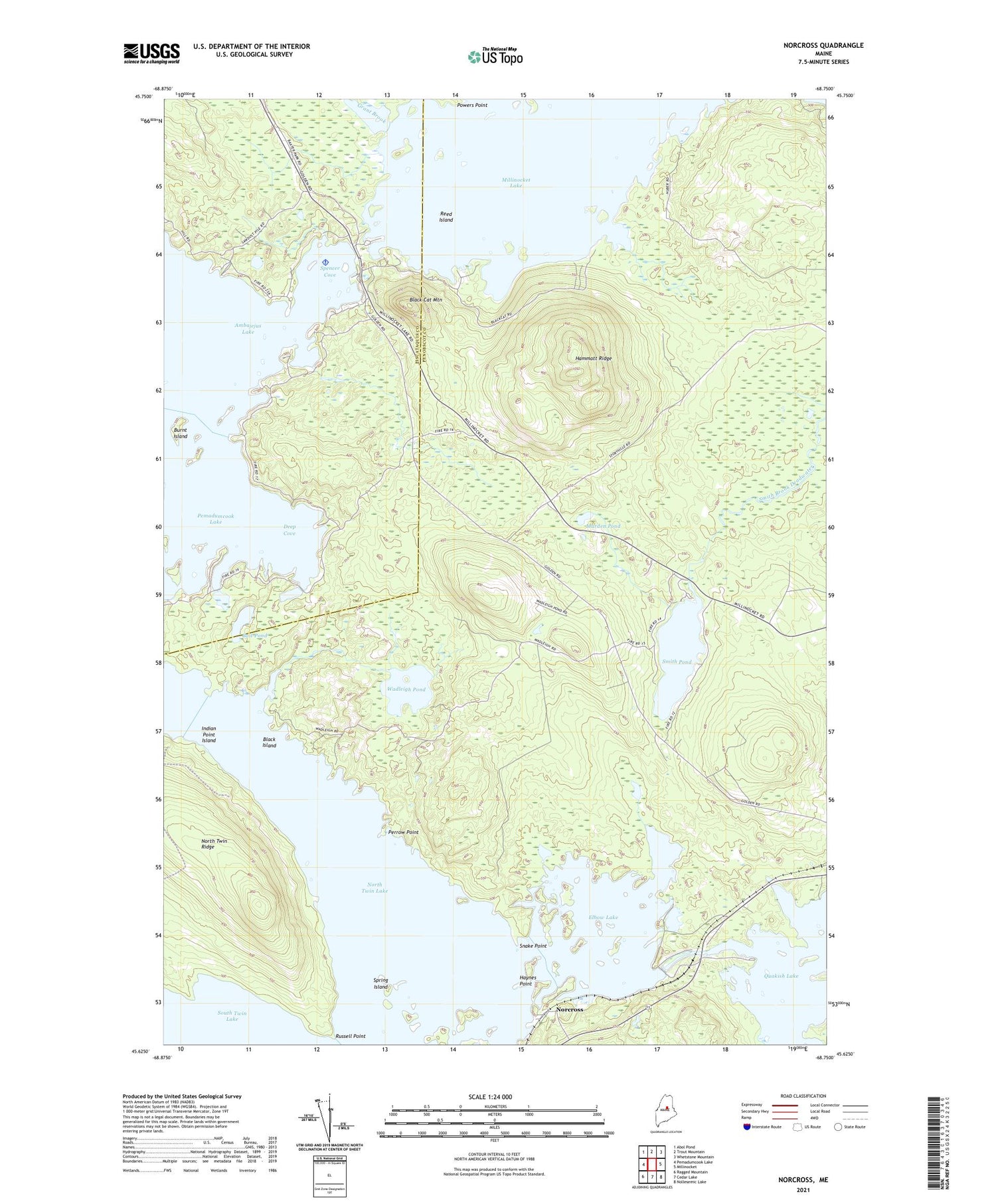 Norcross Maine US Topo Map Image