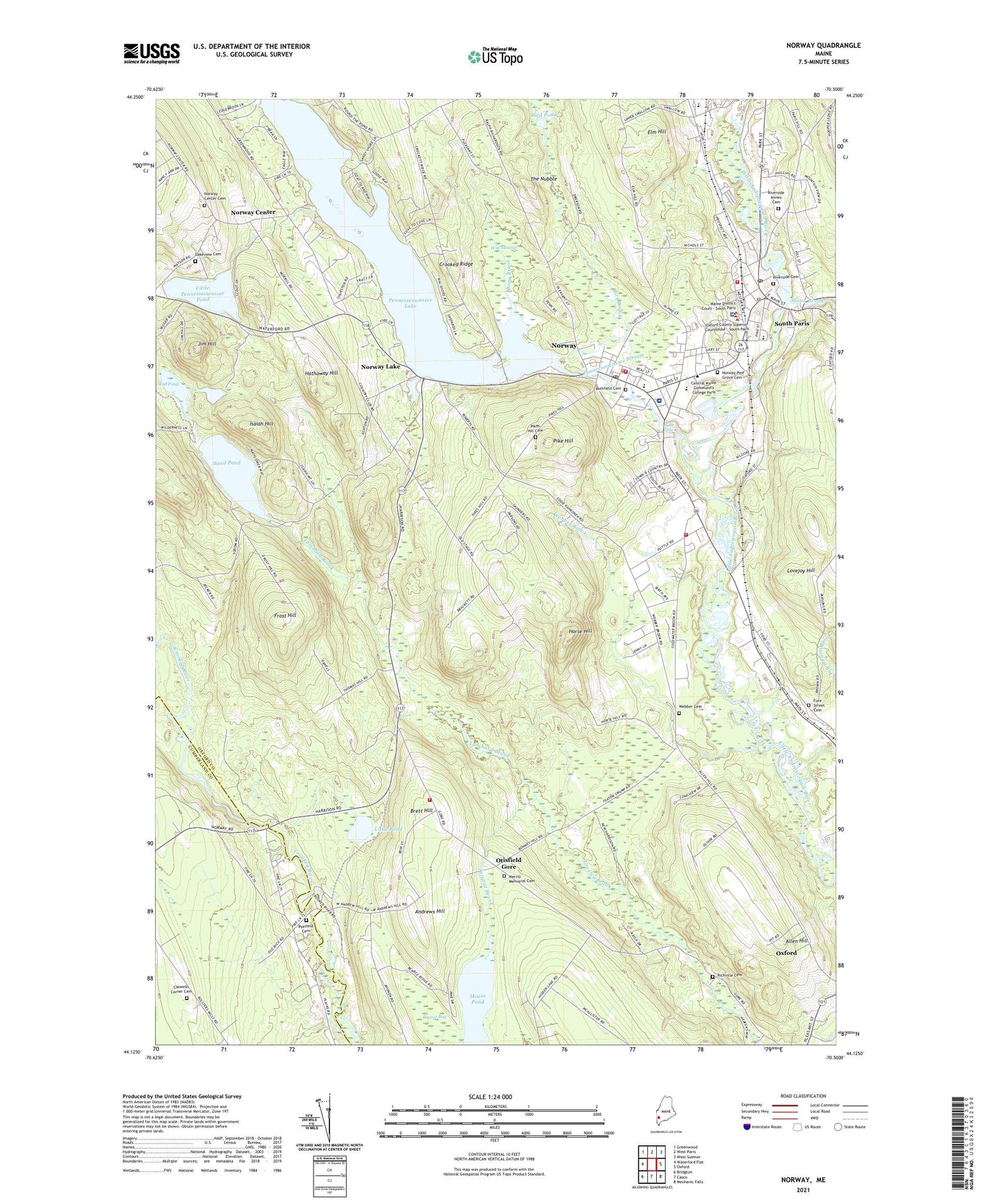 Norway Maine US Topo Map Image
