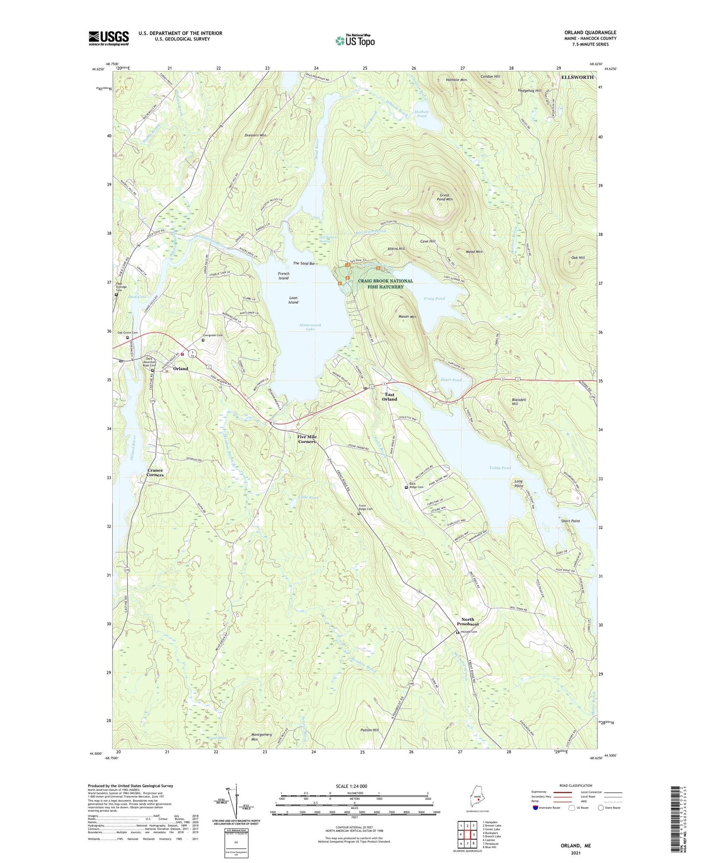 Orland Maine US Topo Map Image