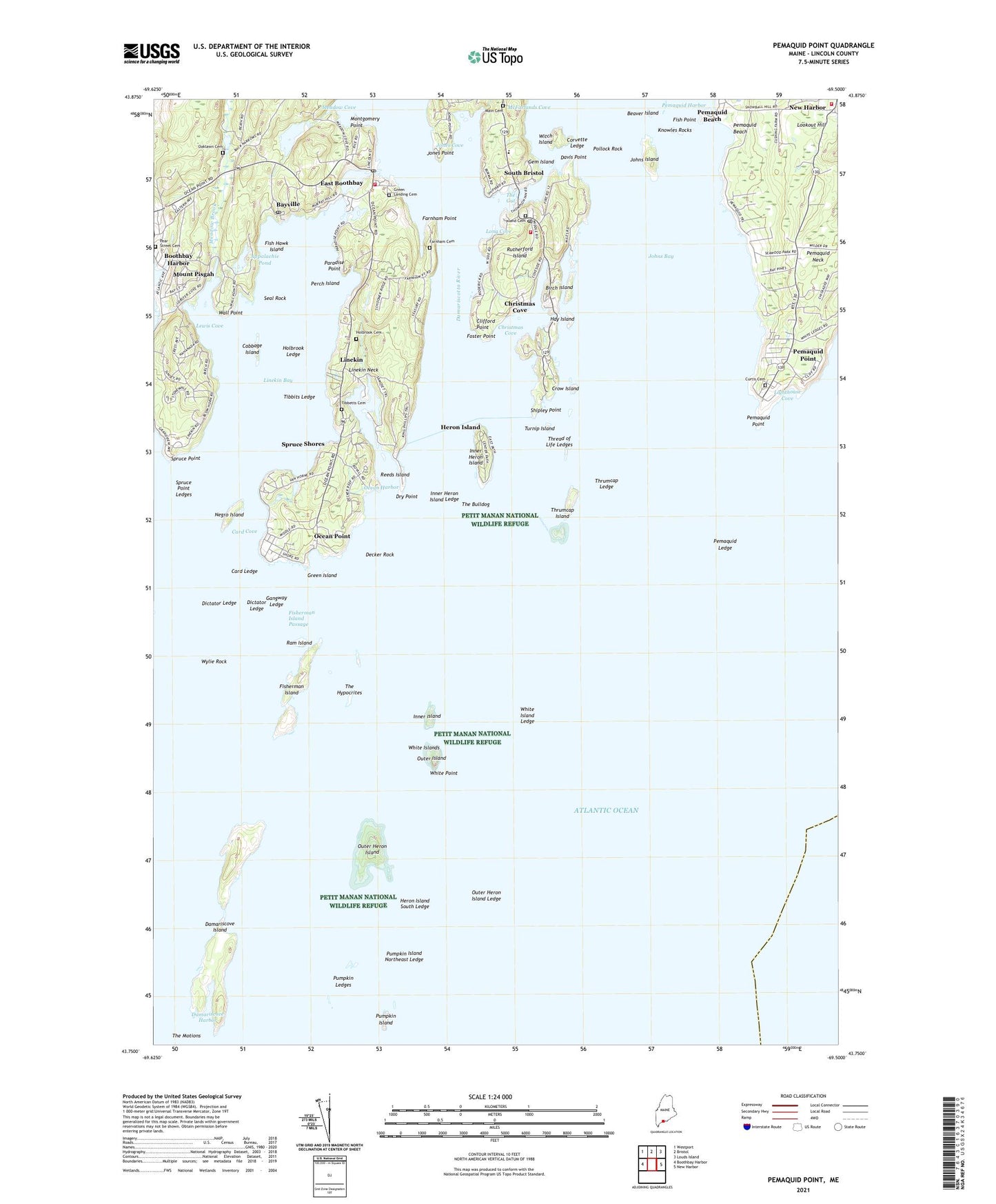 Pemaquid Point Maine US Topo Map Image