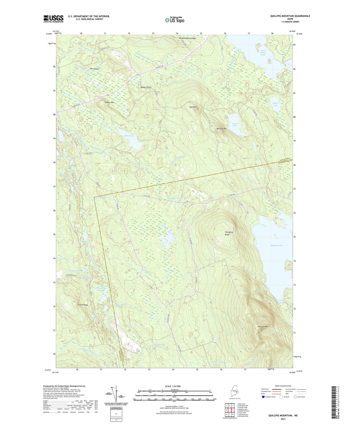 Quillpig Mountain Maine US Topo Map Image