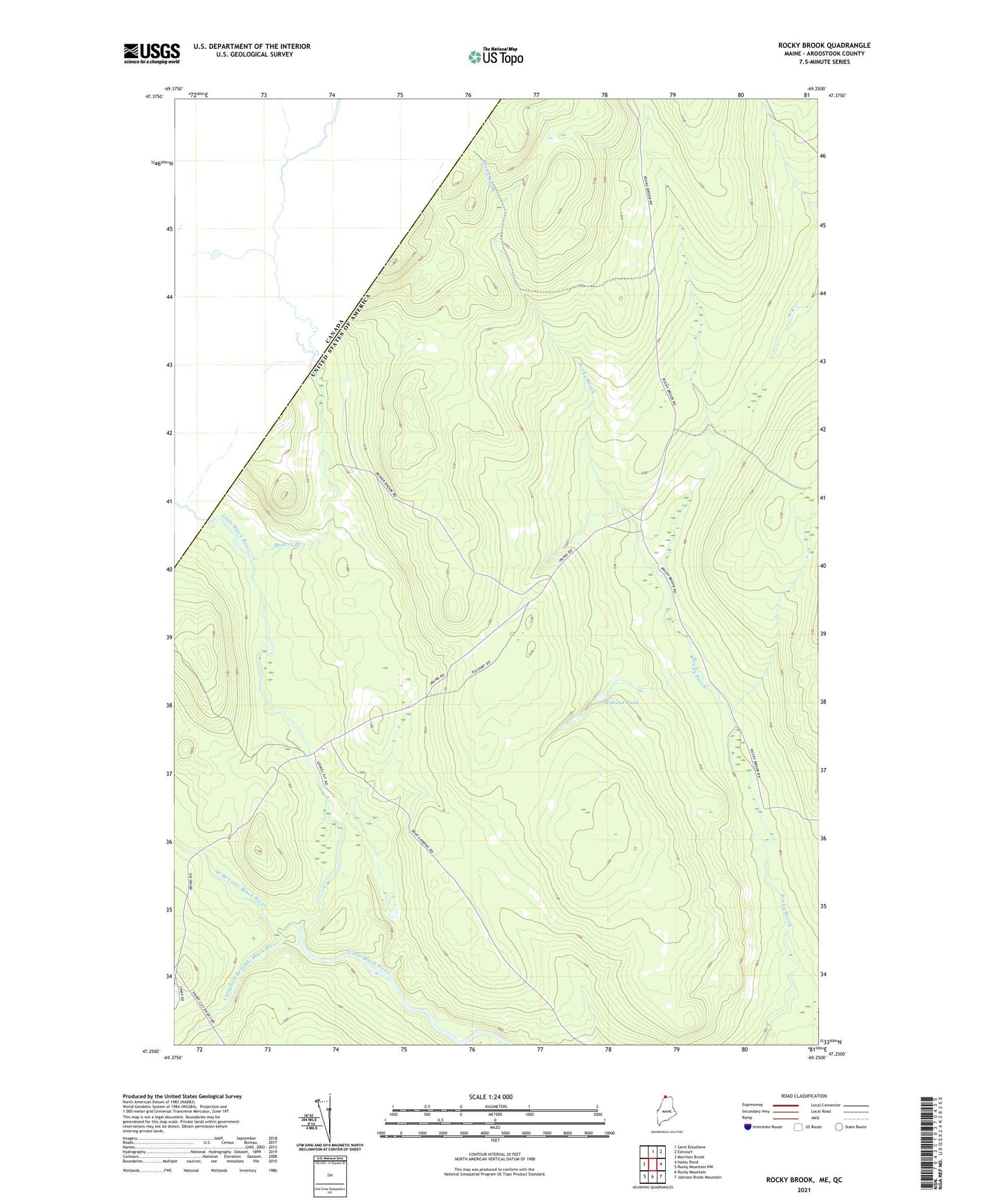 Rocky Brook Maine US Topo Map Image