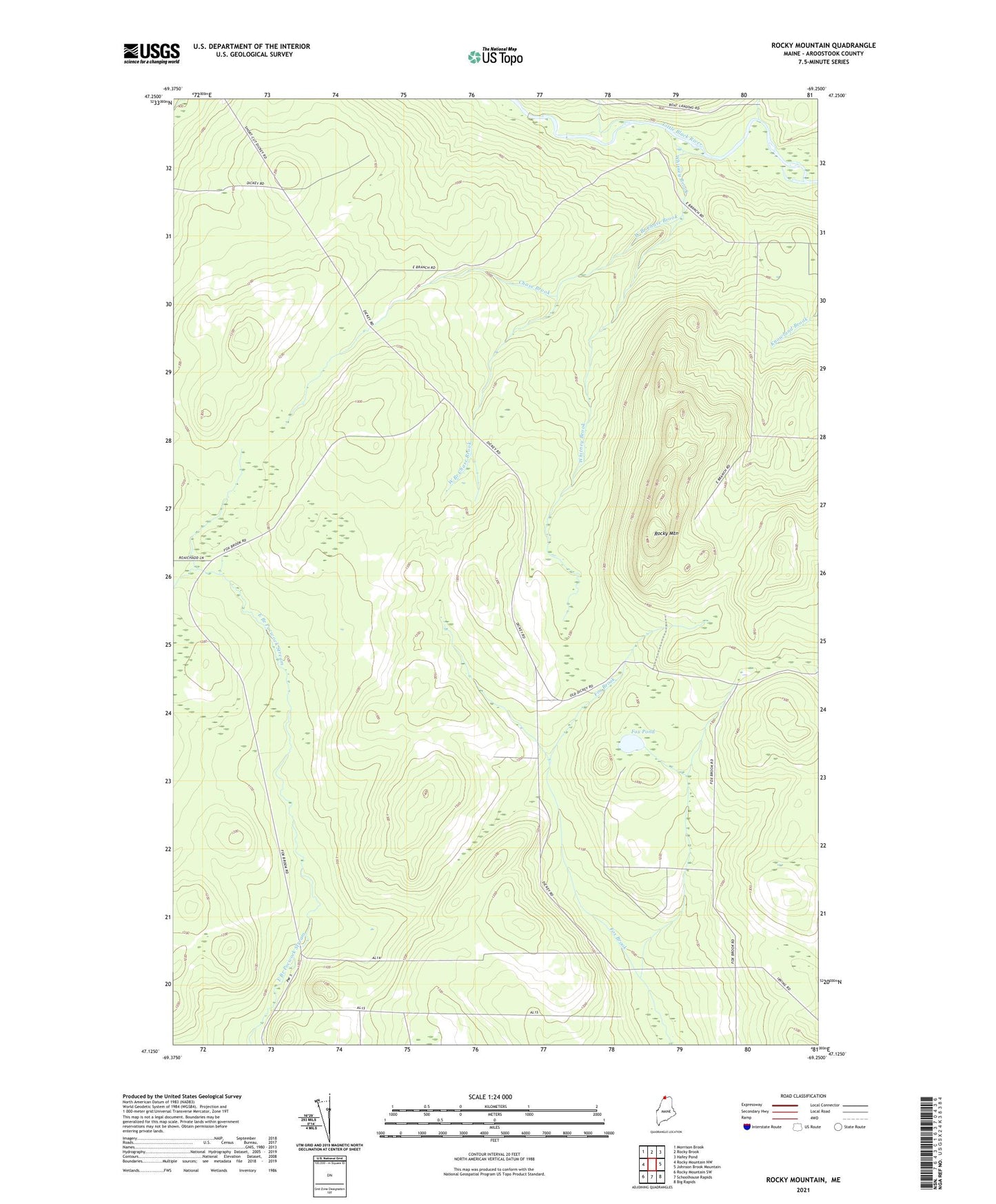 Rocky Mountain Maine US Topo Map Image