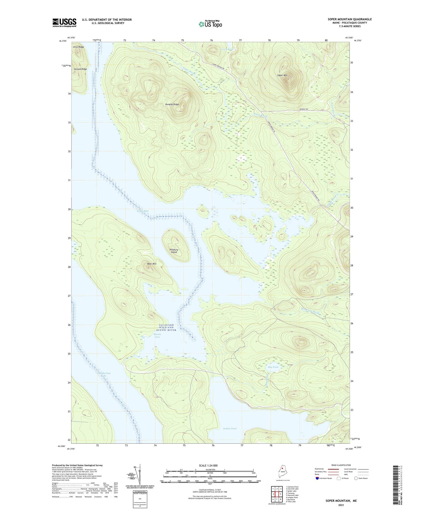 Soper Mountain Maine US Topo Map Image