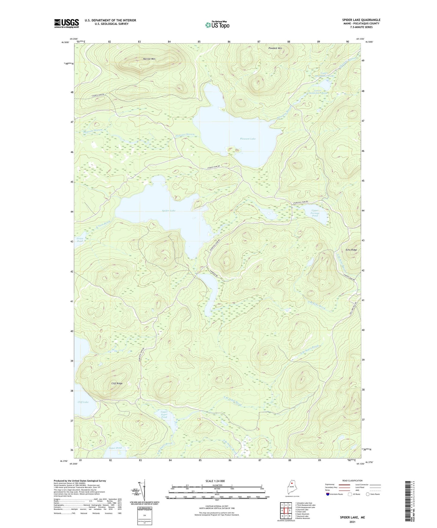 Spider Lake Maine US Topo Map Image