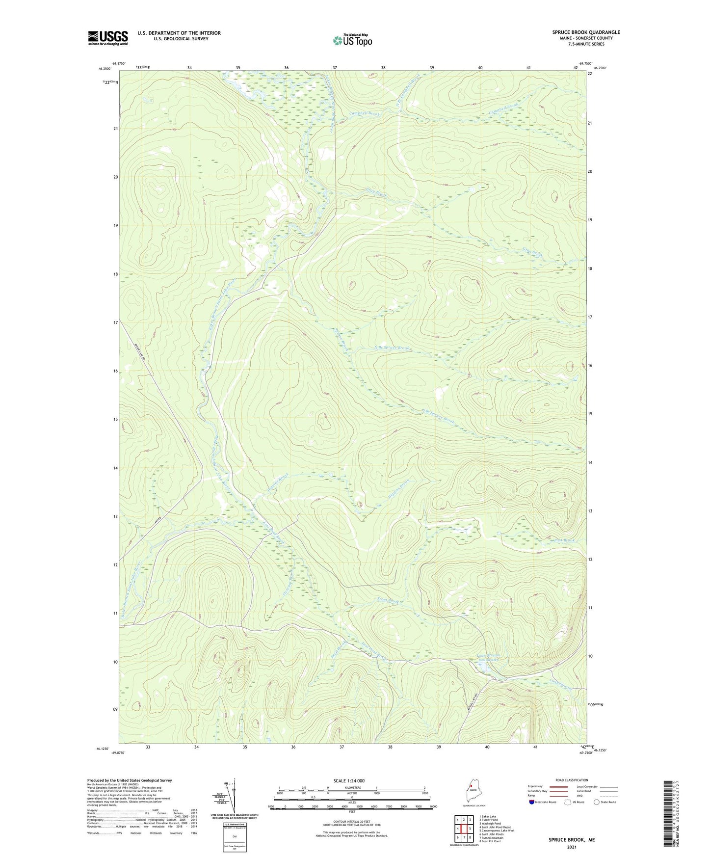 Spruce Brook Maine US Topo Map Image