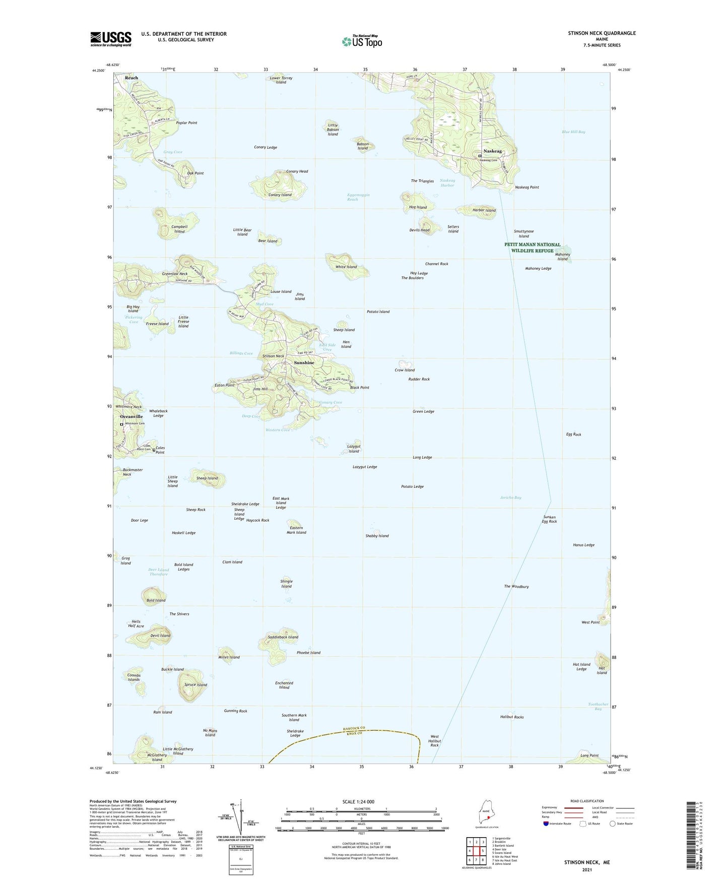 Stinson Neck Maine US Topo Map Image