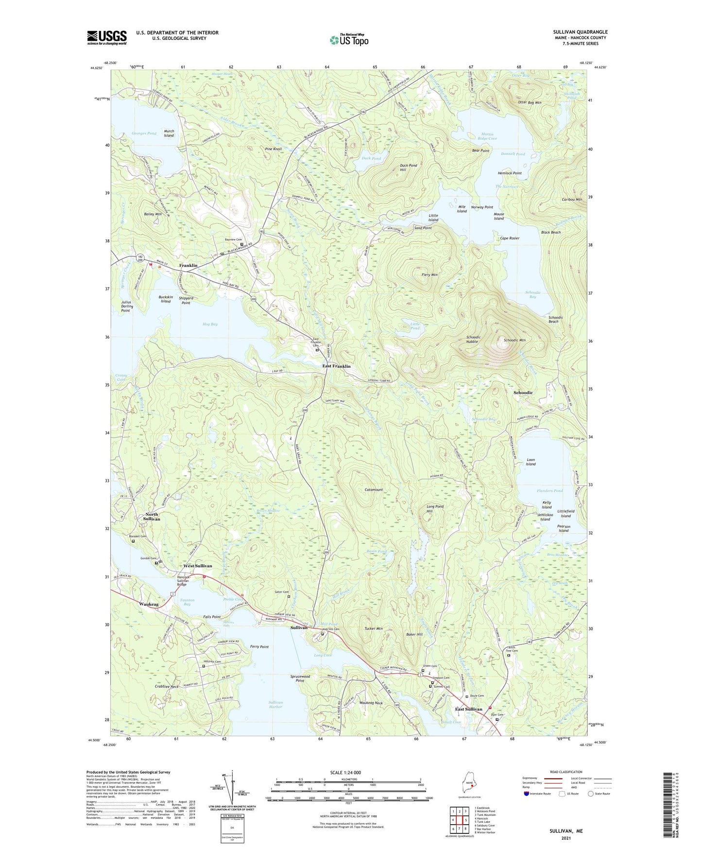 Sullivan Maine US Topo Map Image