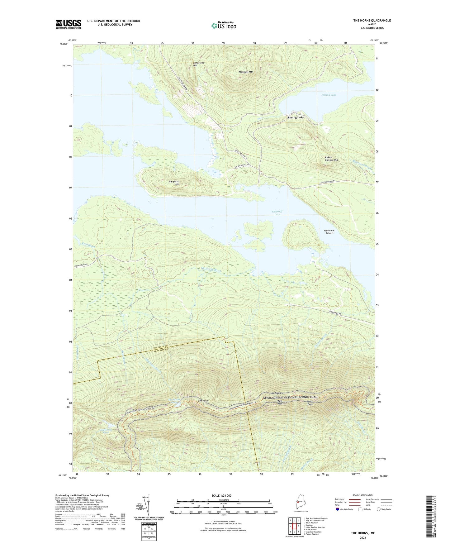 The Horns Maine US Topo Map Image