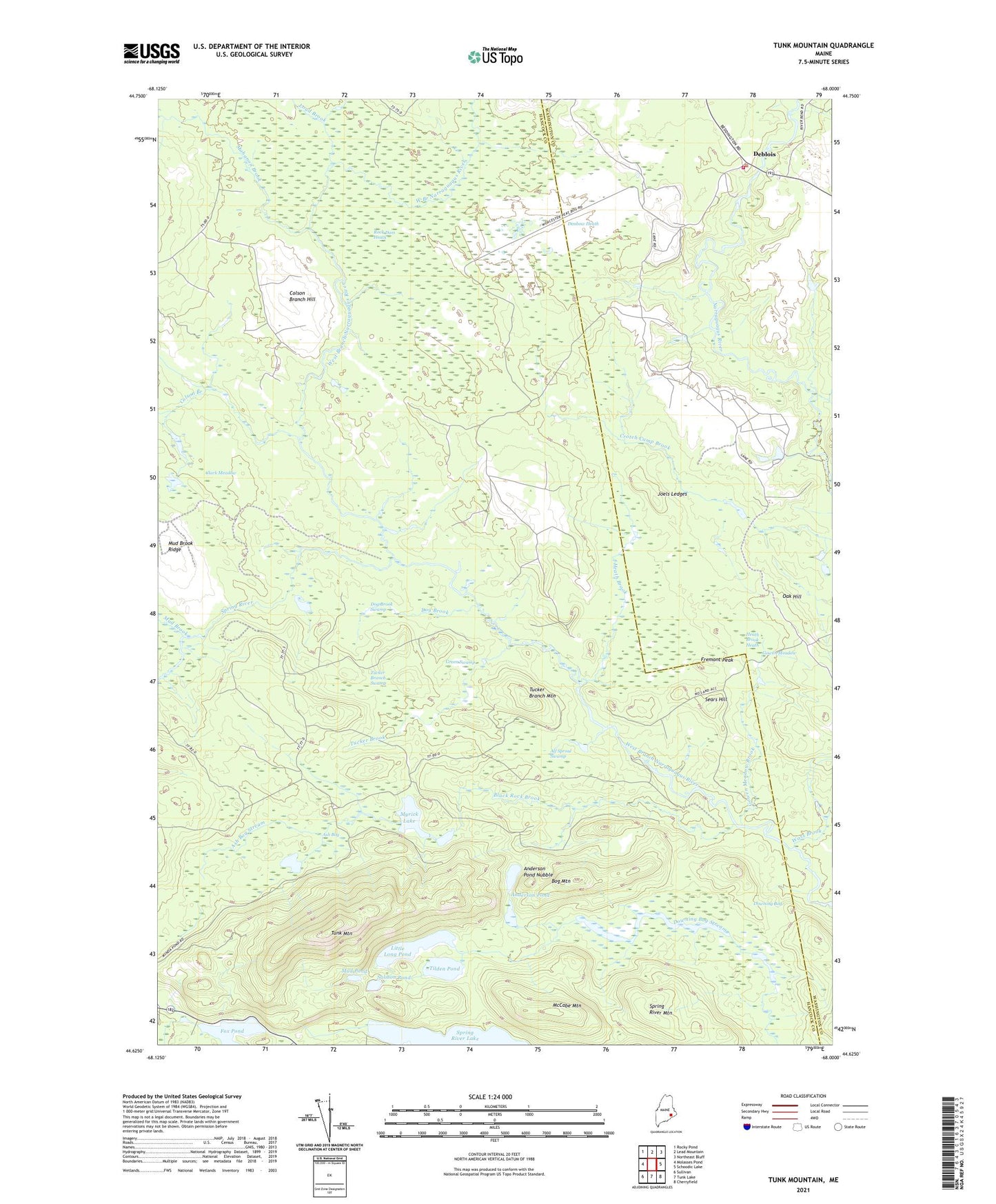 Tunk Mountain Maine US Topo Map Image
