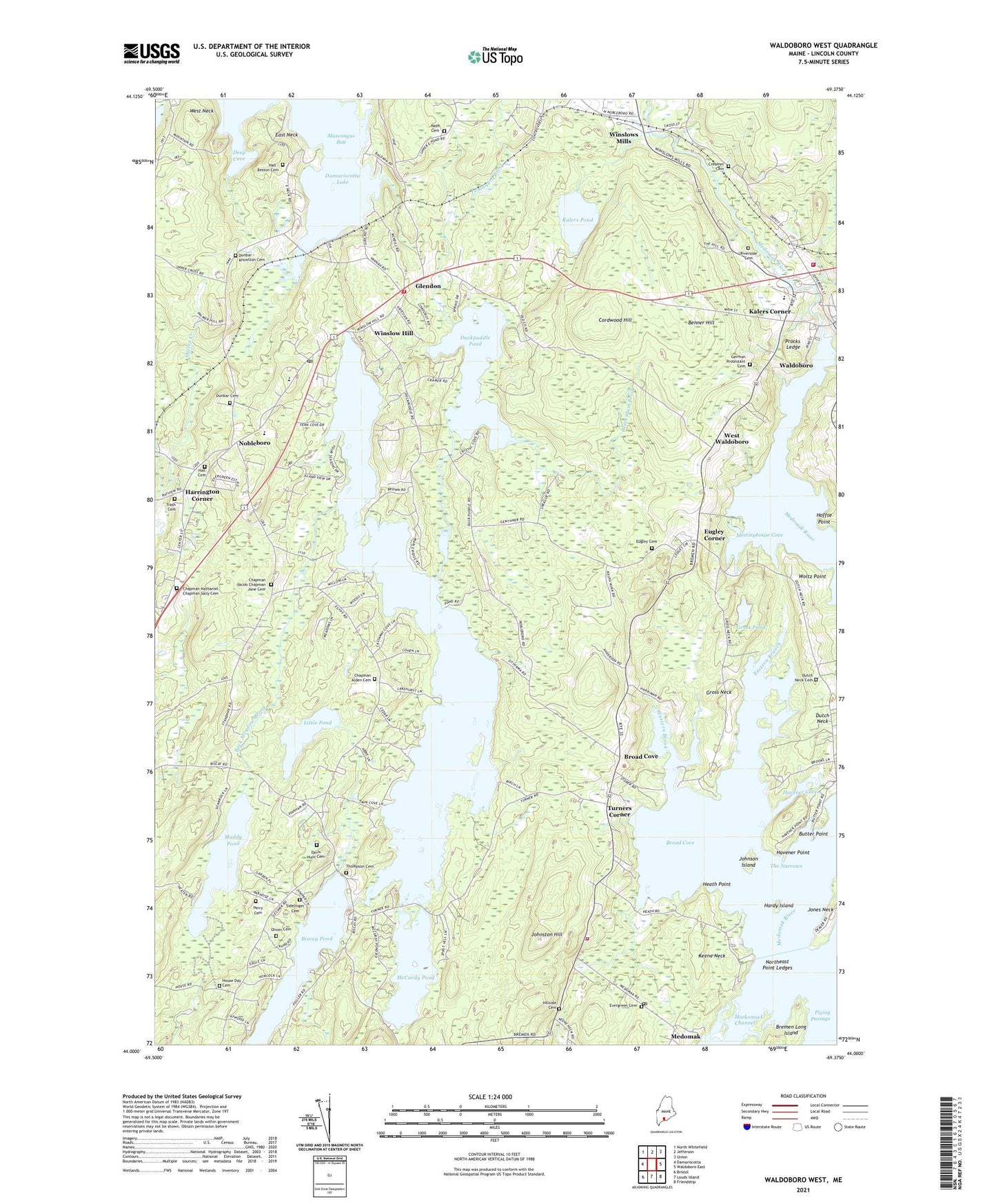 Waldoboro West Maine US Topo Map Image