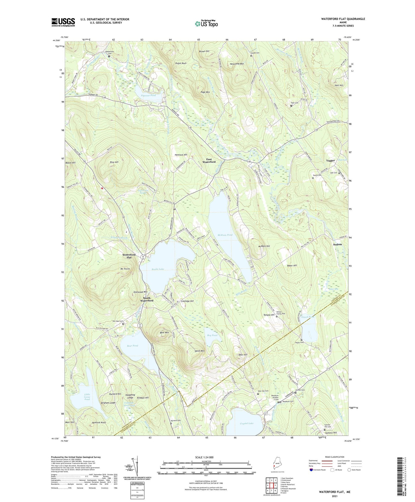 Waterford Flat Maine US Topo Map Image