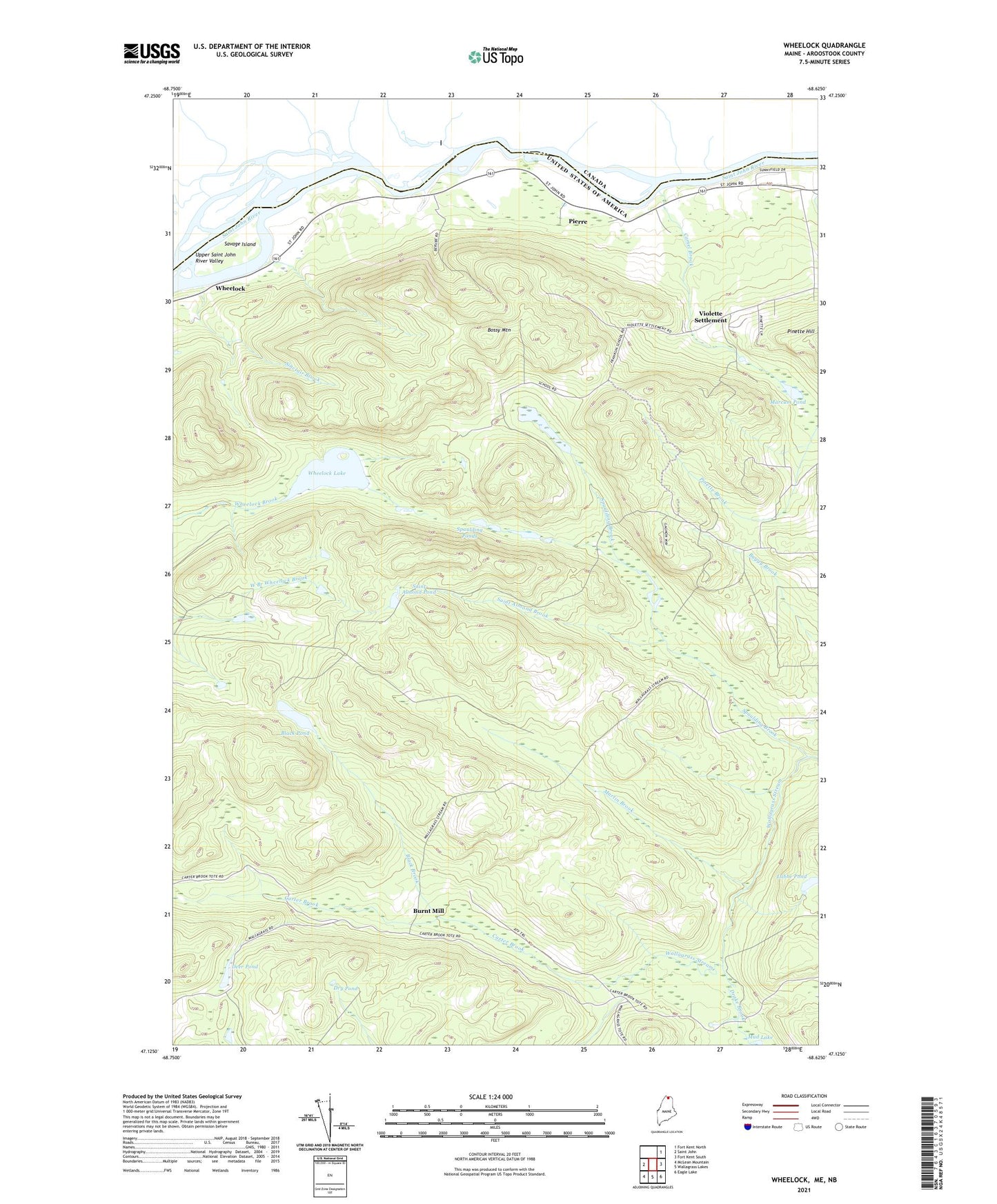Wheelock Maine US Topo Map Image