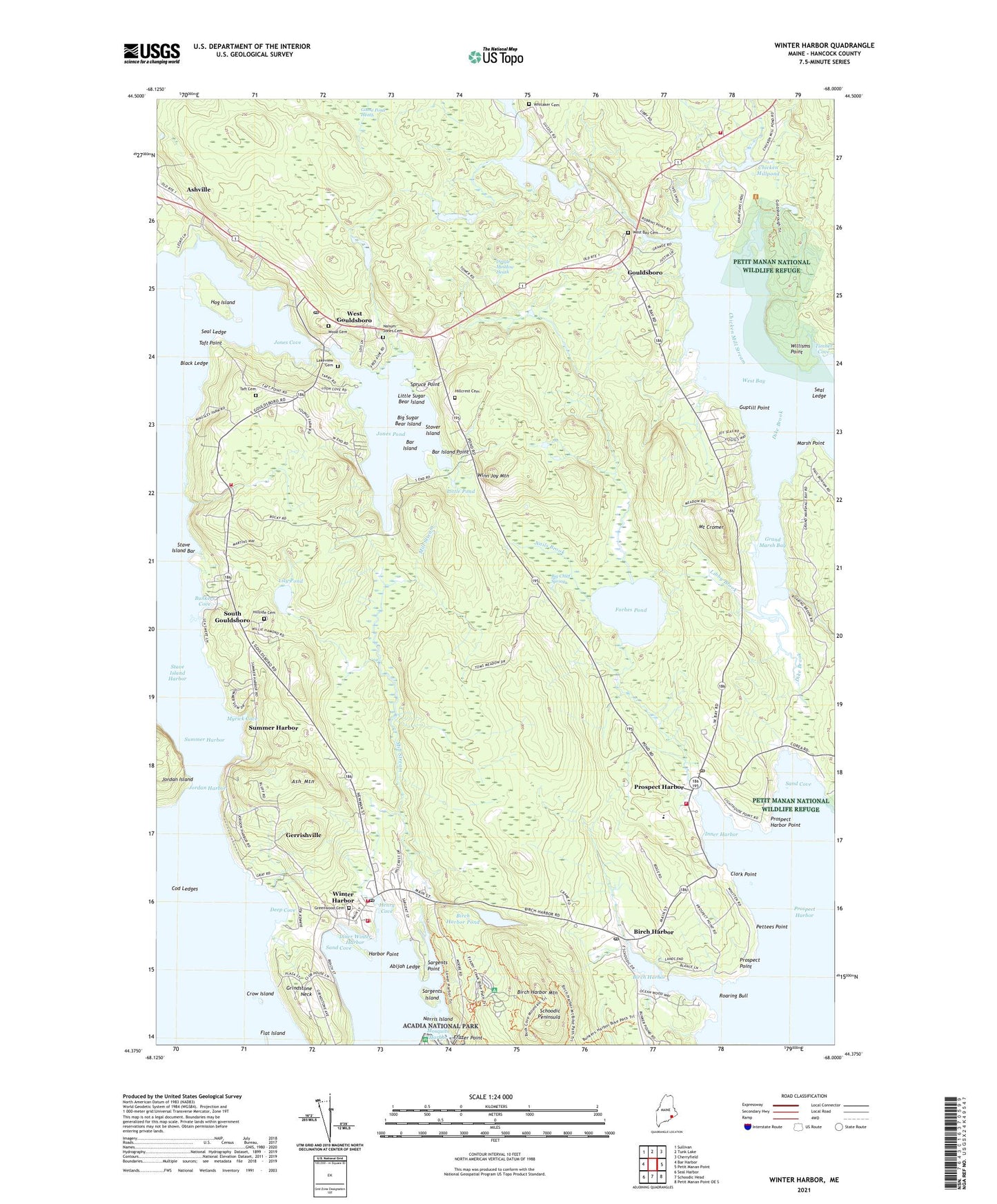 Winter Harbor Maine US Topo Map Image