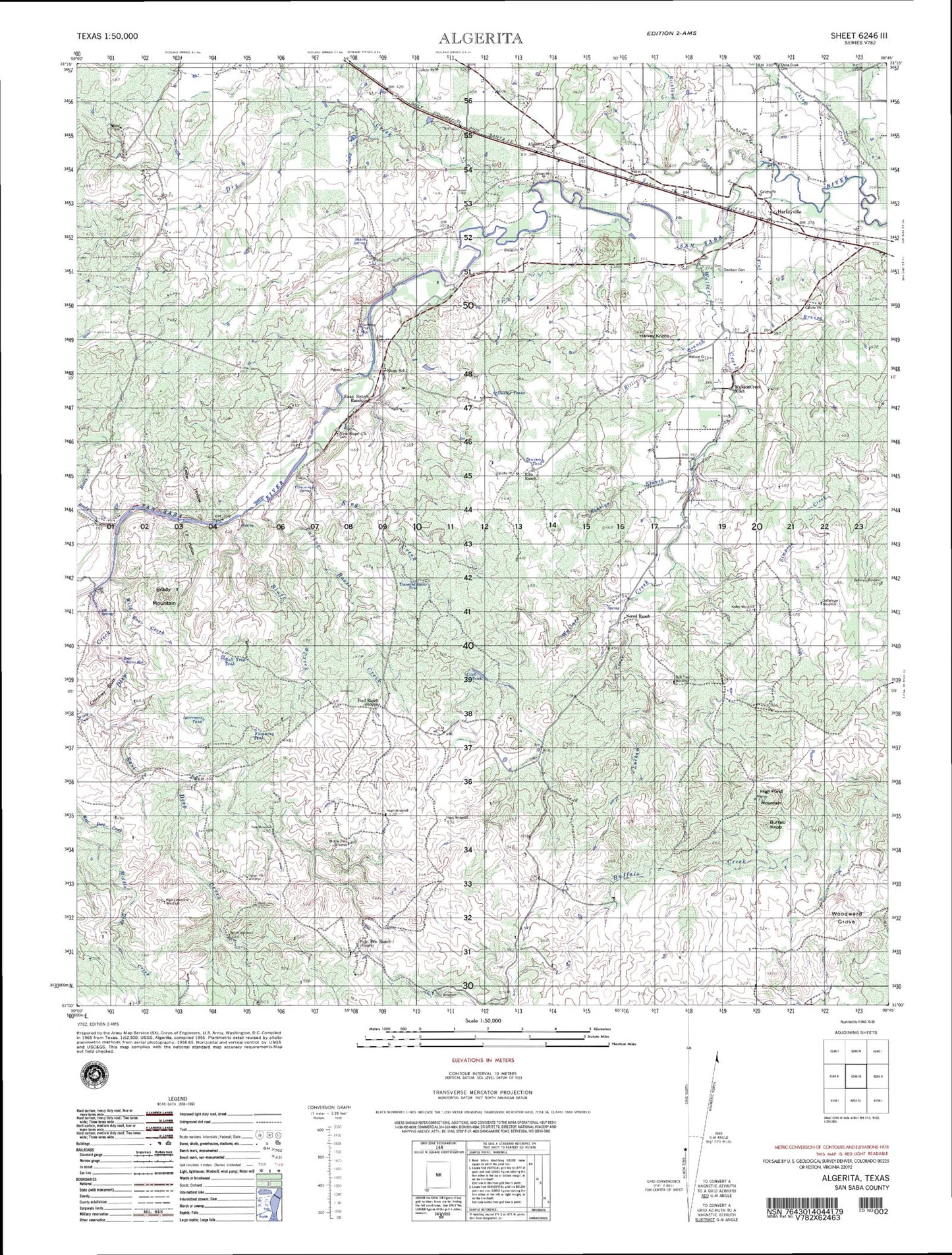 Algerita Texas Military 1:50,000 Map