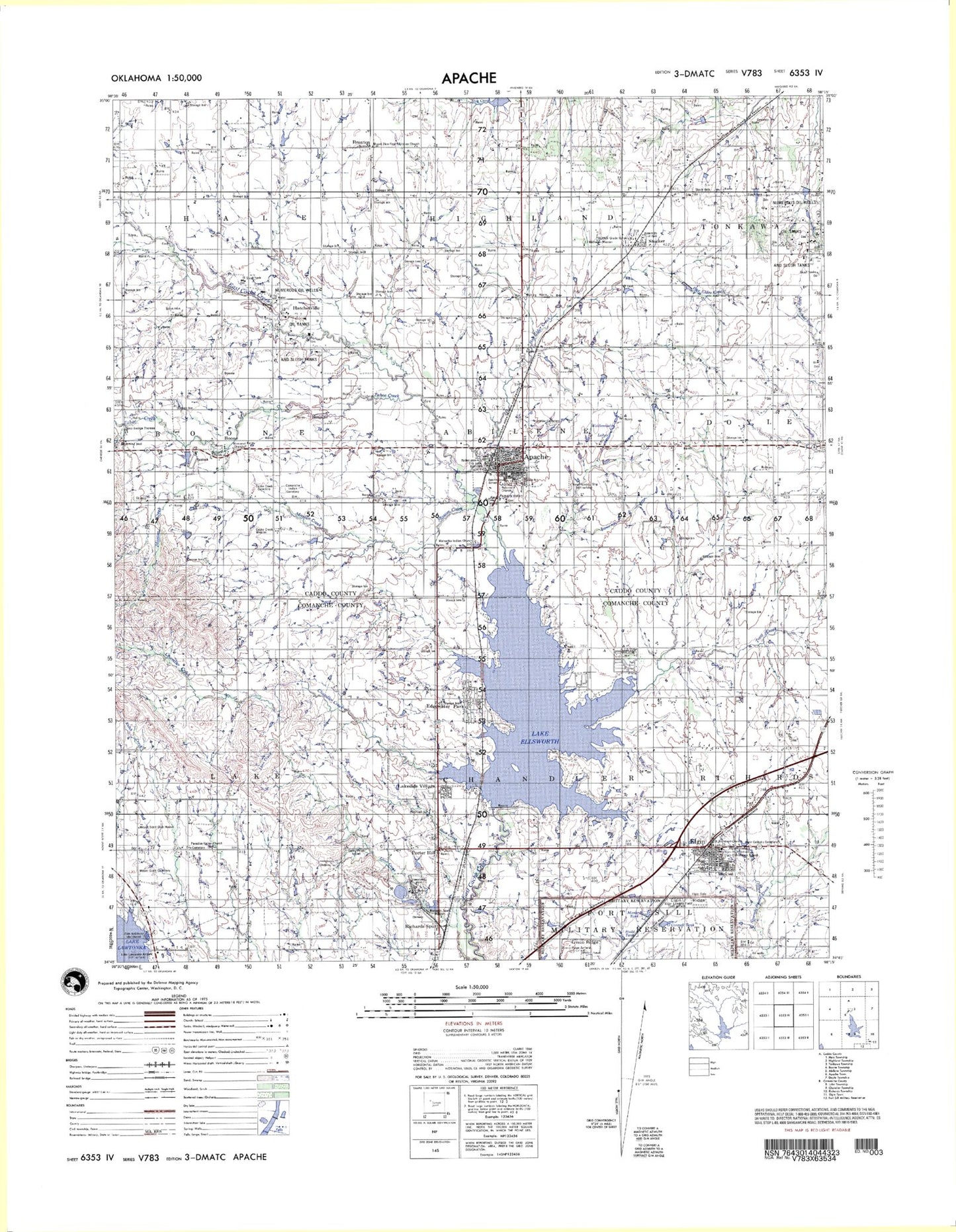 Apache Oklahoma Military 1:50,000 Map