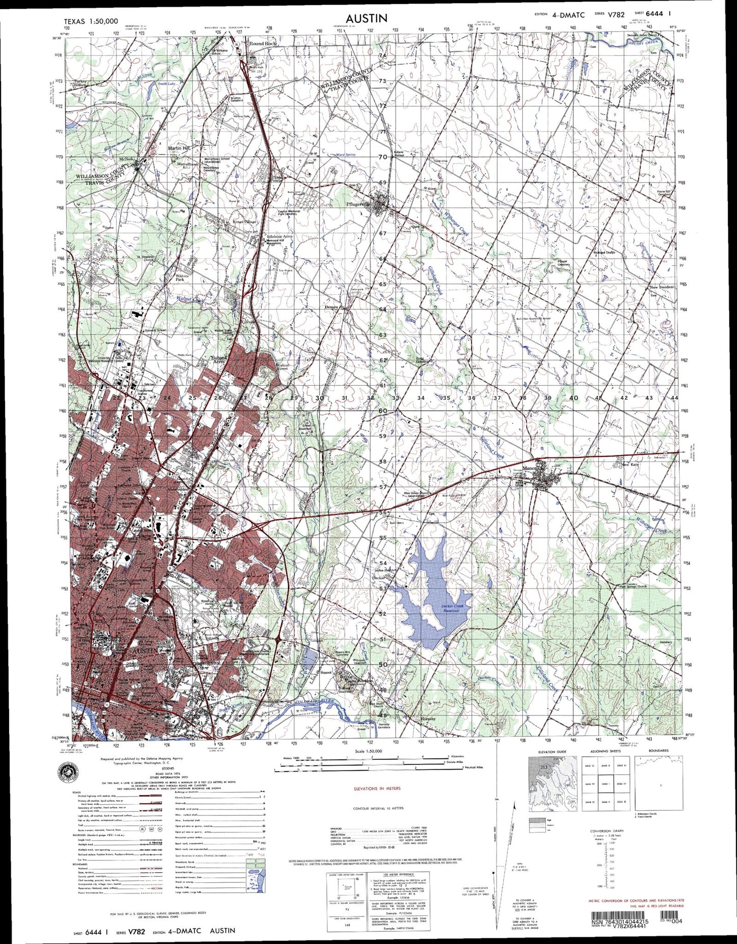 Austin Texas Military 1:50,000 Map
