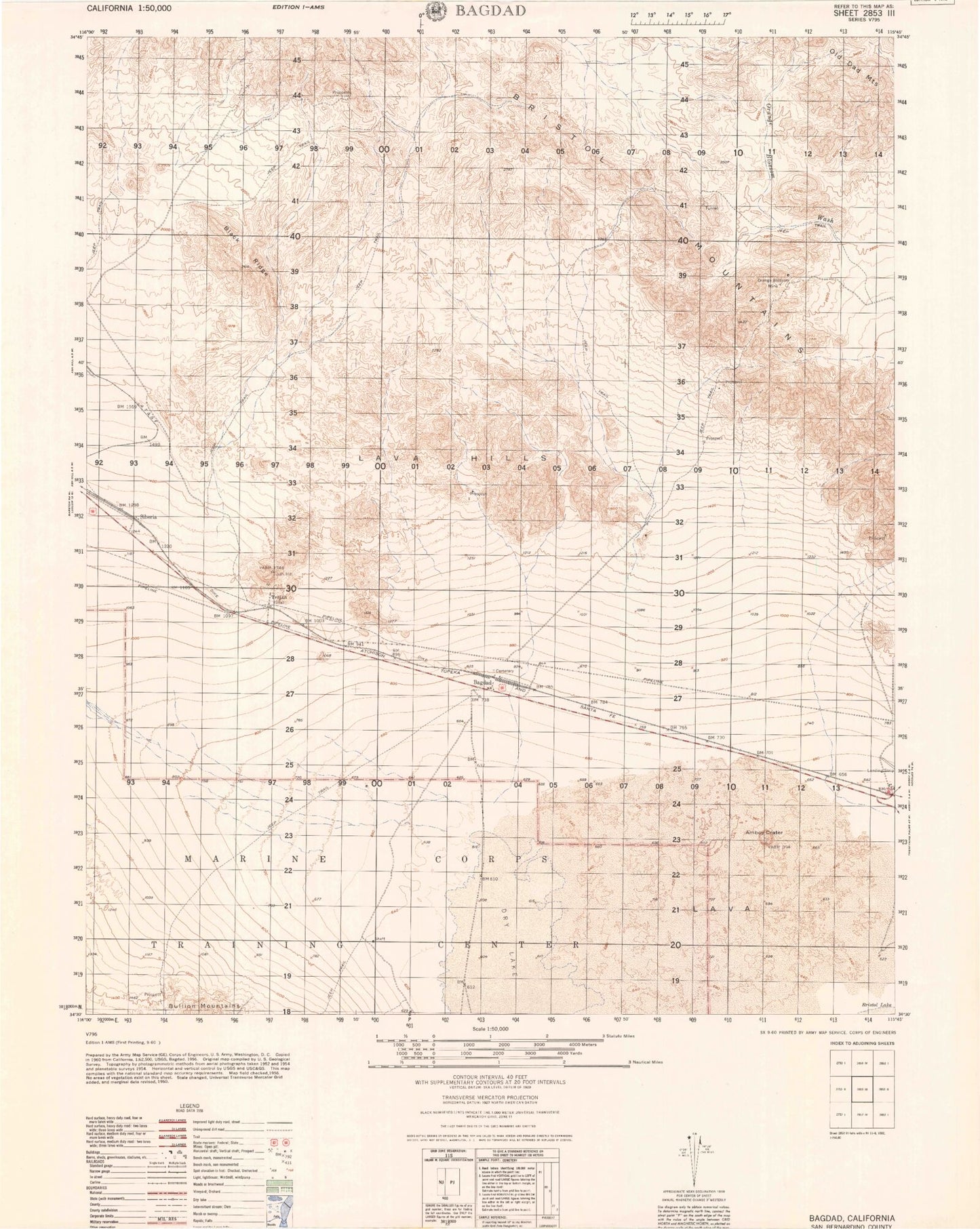Bagdad California Military 1:50,000 Map